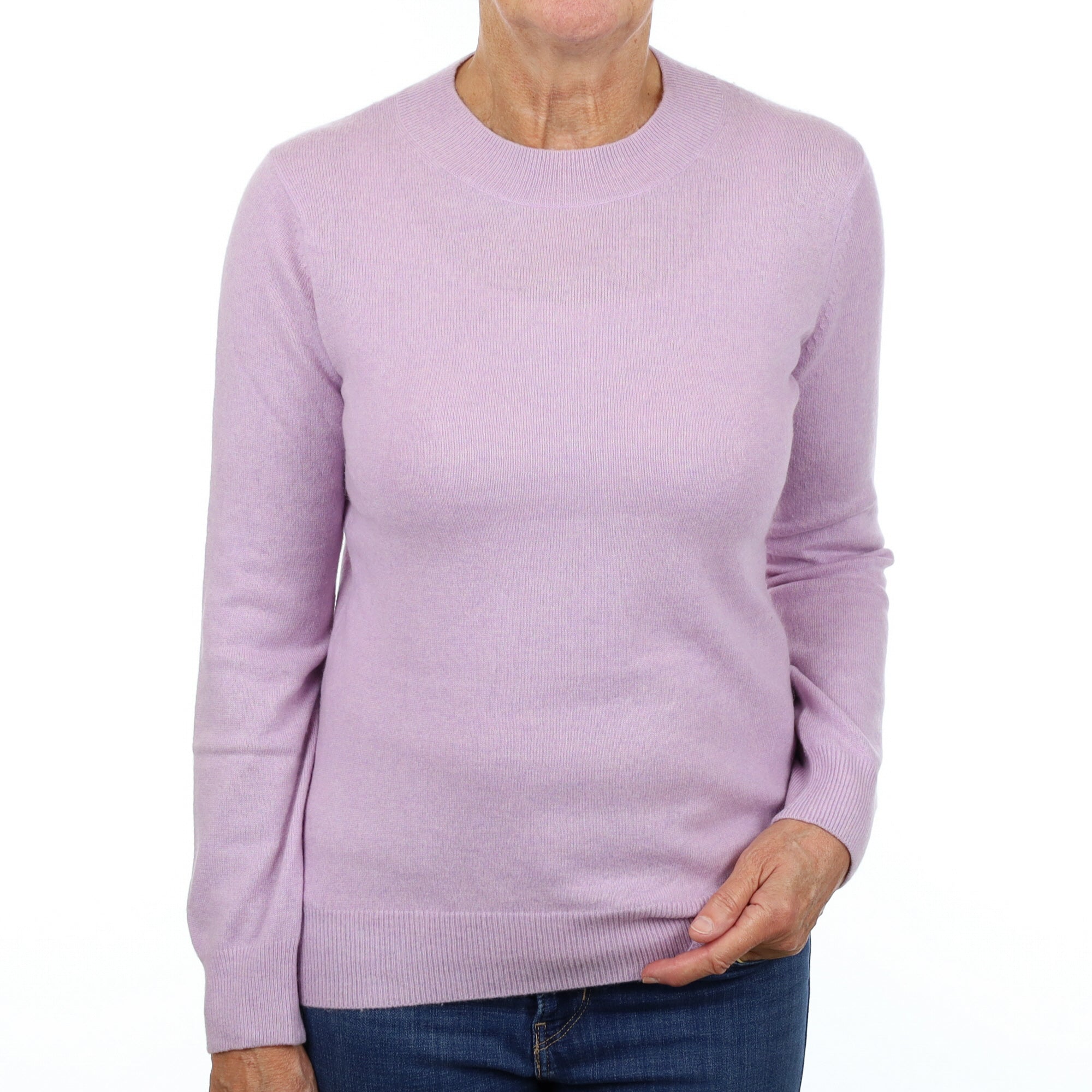 Lilac Purple Cashmere Crew Neck Jumper Medium