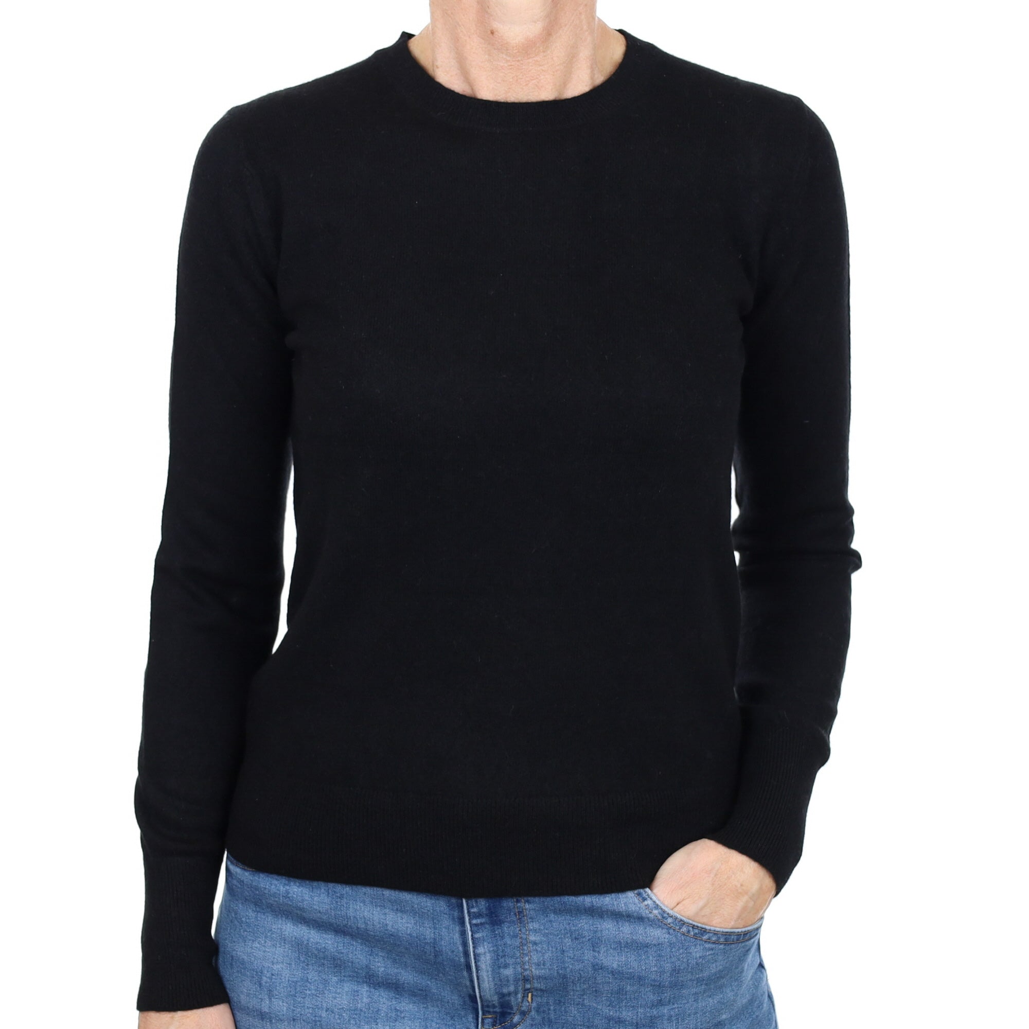Black Cashmere Crew Neck Jumper Small