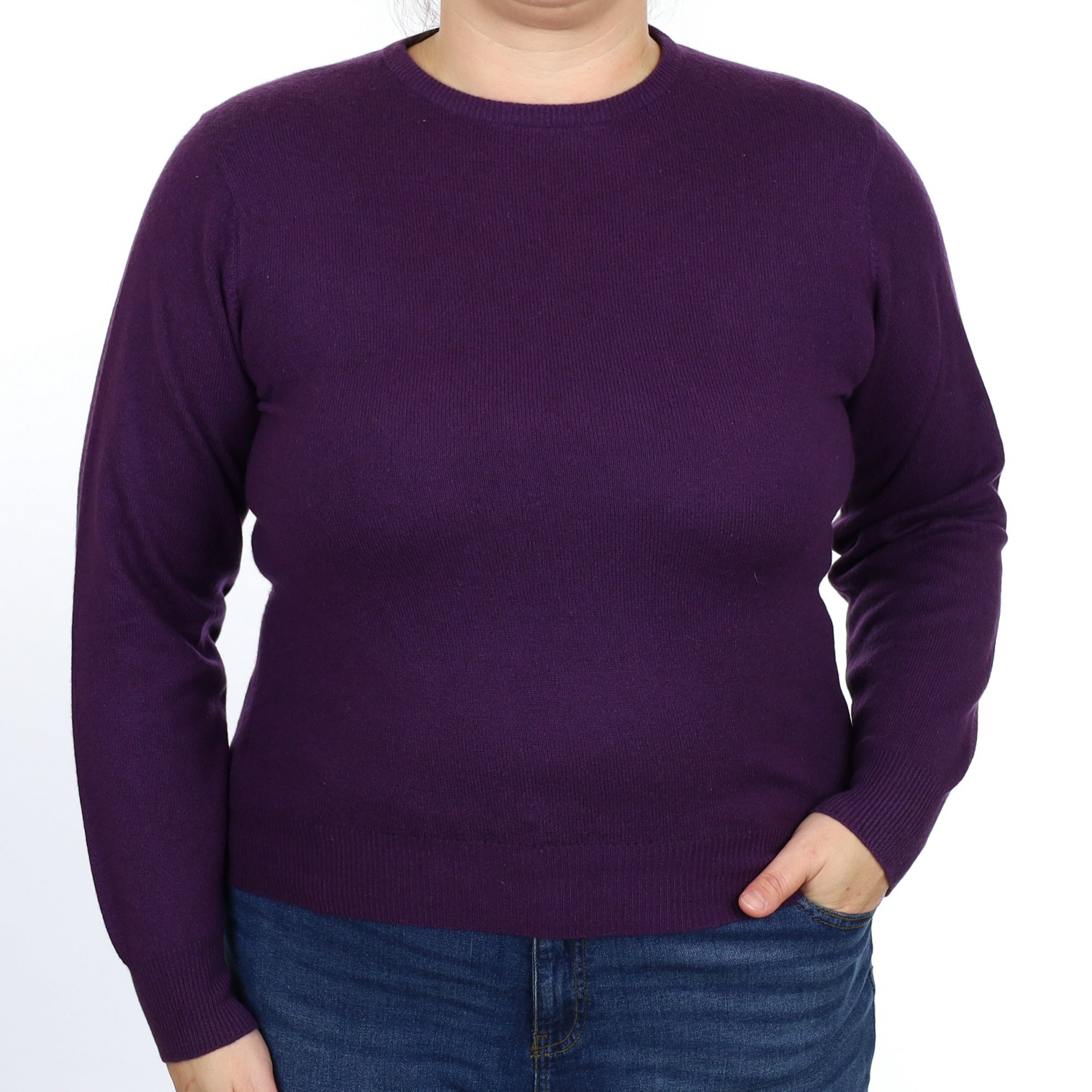 Iris Purple Cashmere Crew Neck Jumper Large