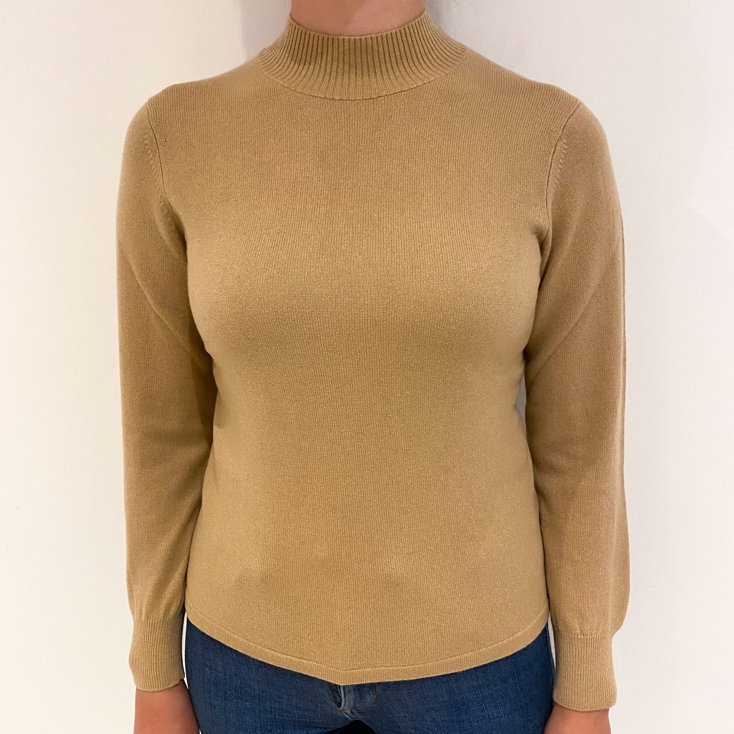 Caramel Brown Cashmere Turtle Neck Jumper Small