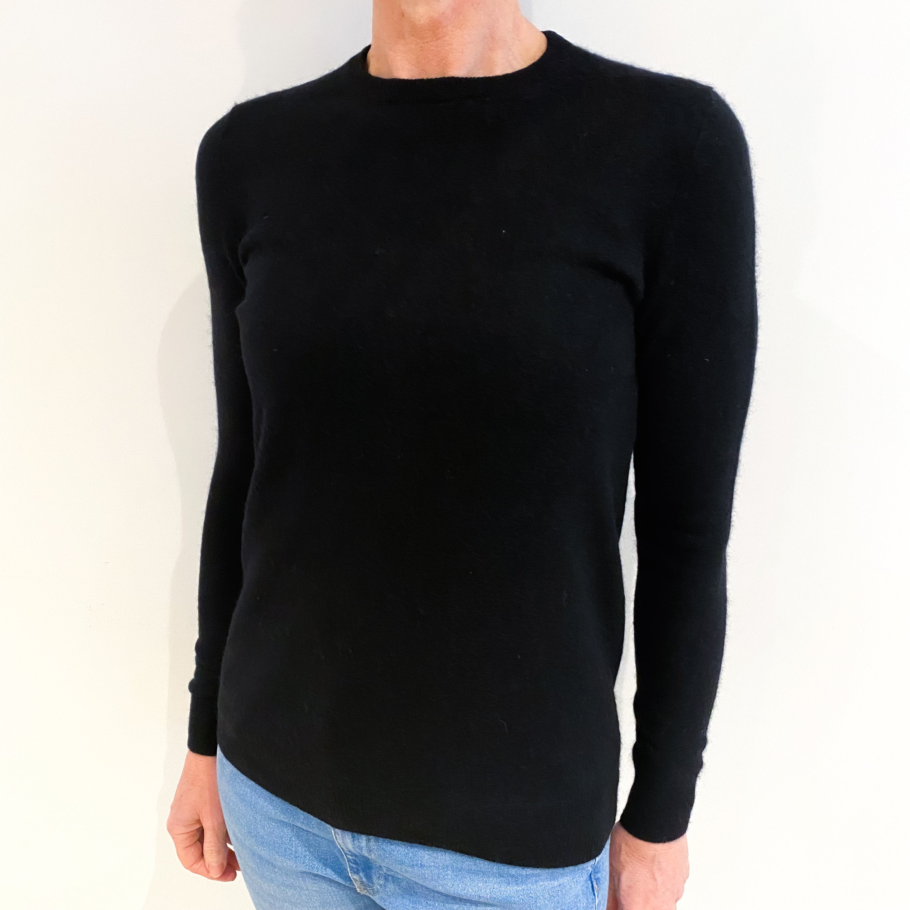 Black Cashmere Crew Neck Jumper Small