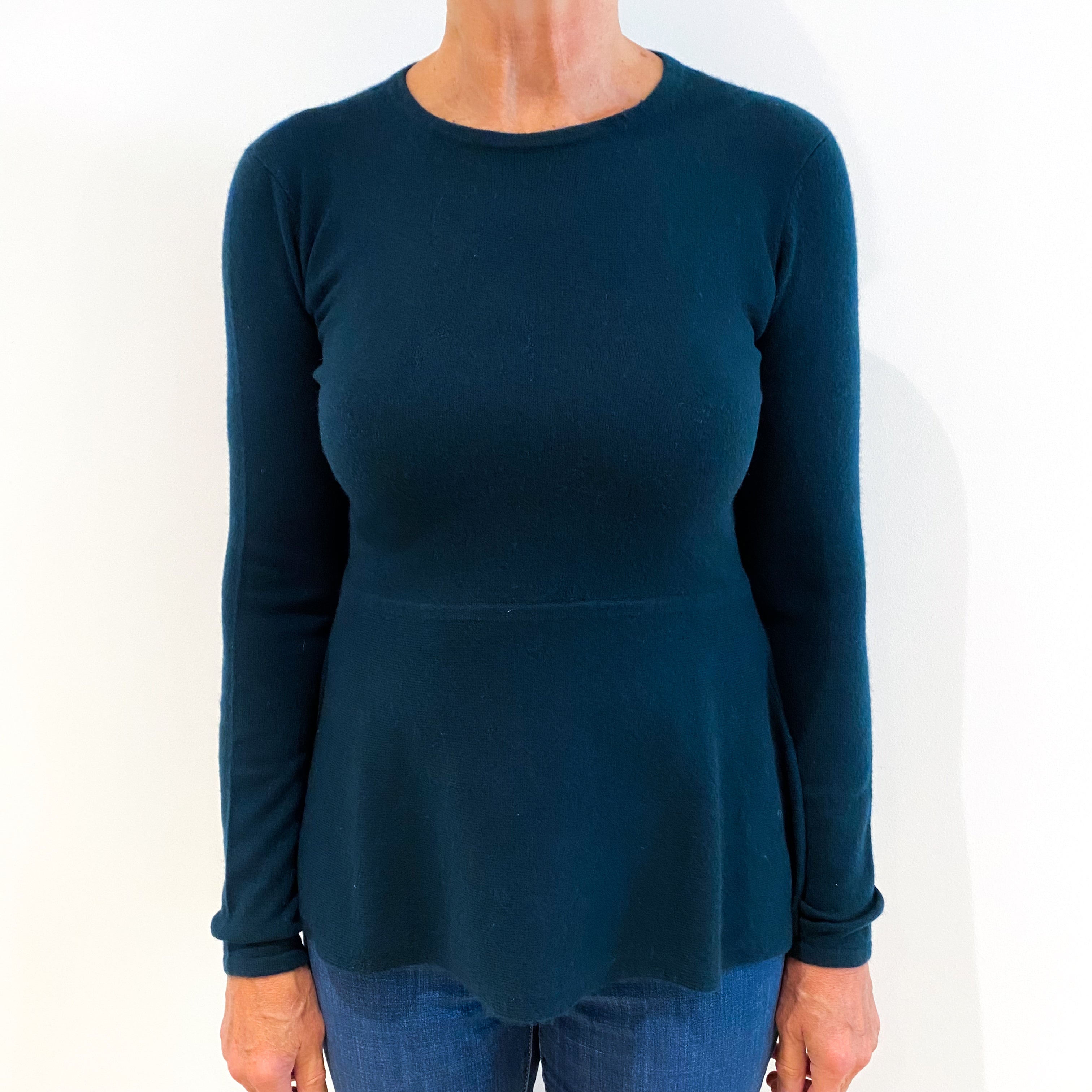 Petrol Blue Cashmere Polo Neck Jumper Medium