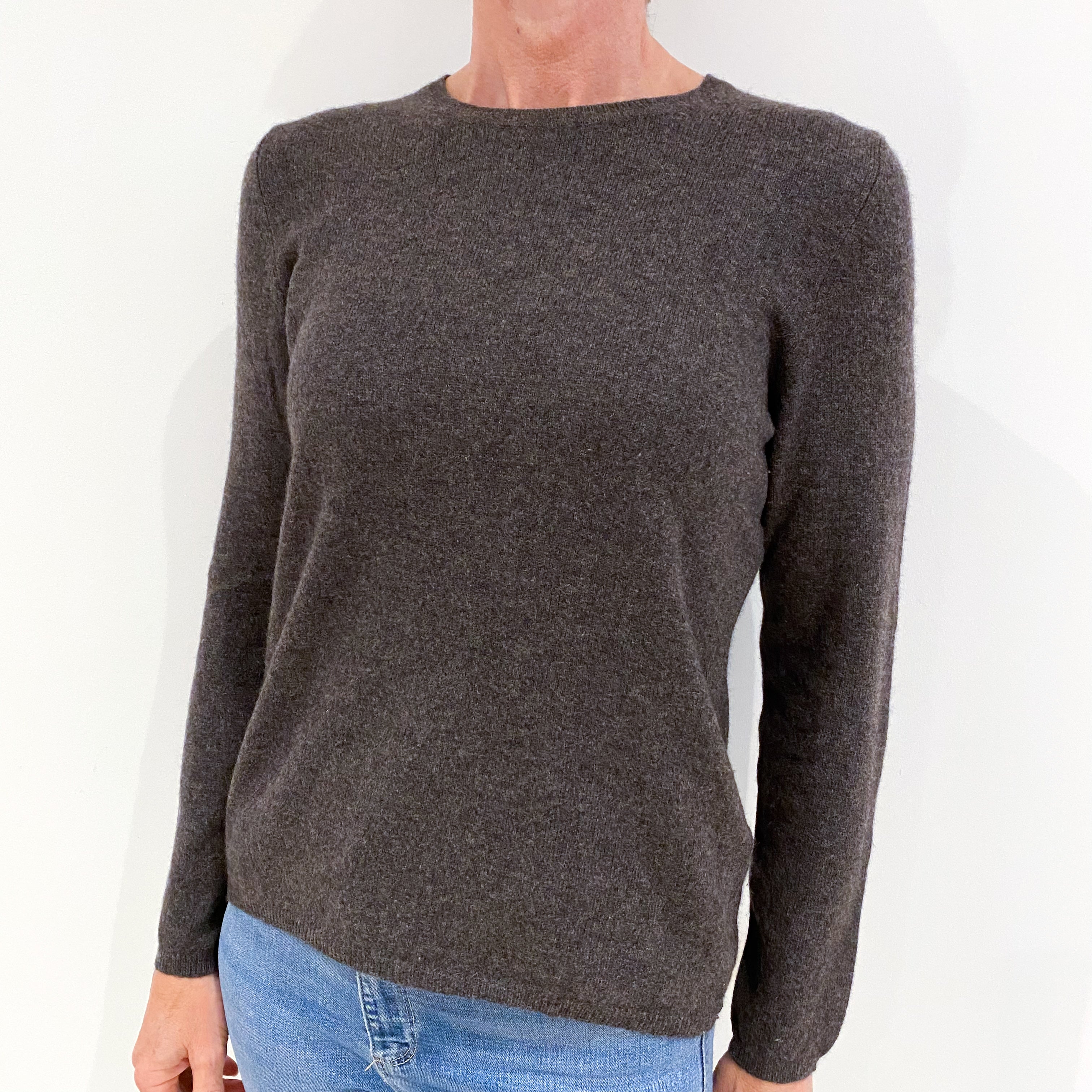 Slate Grey Cashmere Crew Neck Jumper Small