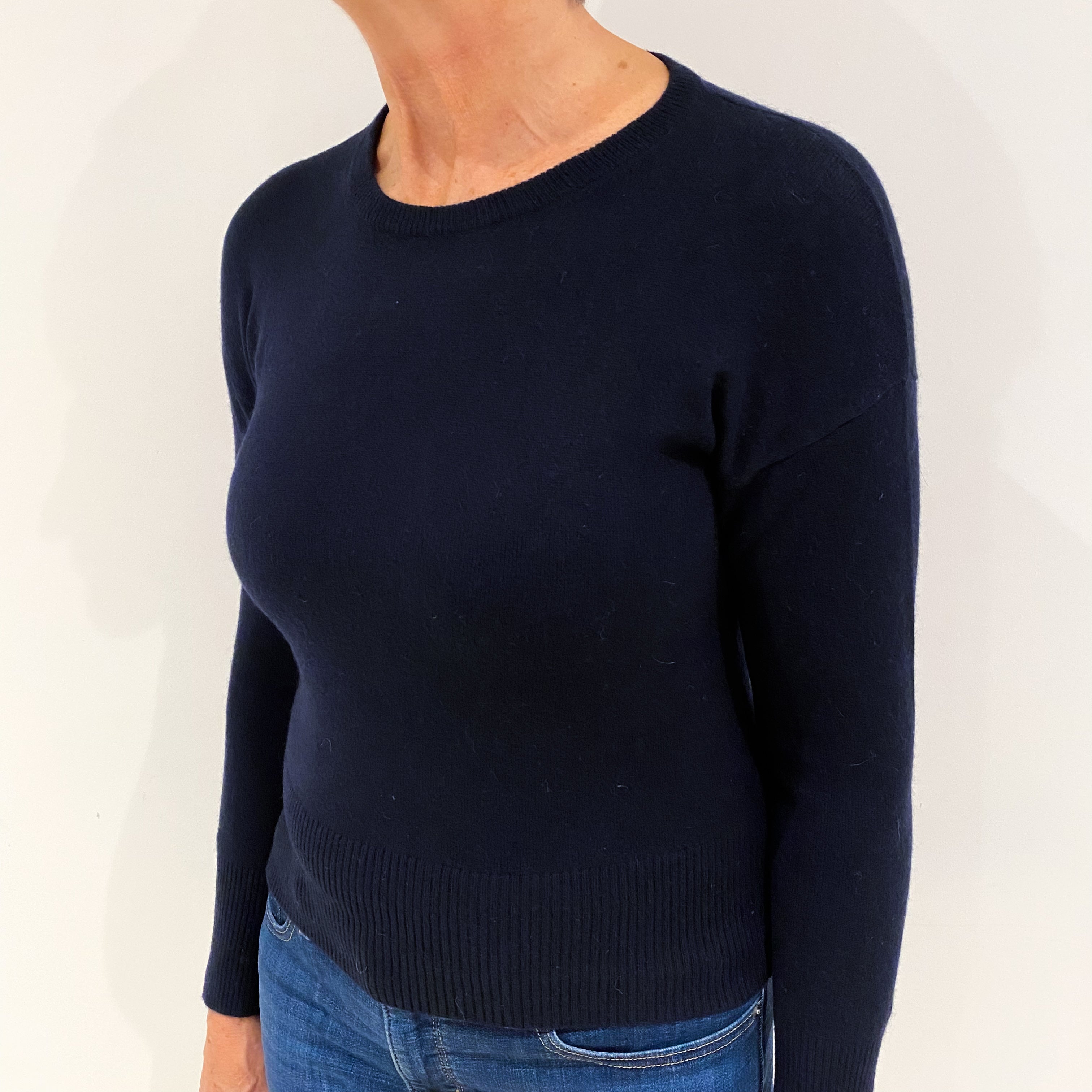 Navy Blue Cashmere Crew Neck Jumper Medium