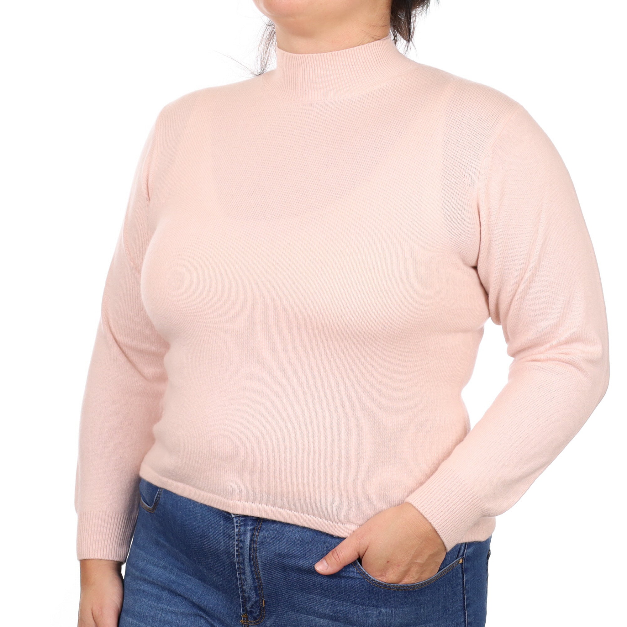 Shell Pink Cashmere Turtle Neck Jumper Large