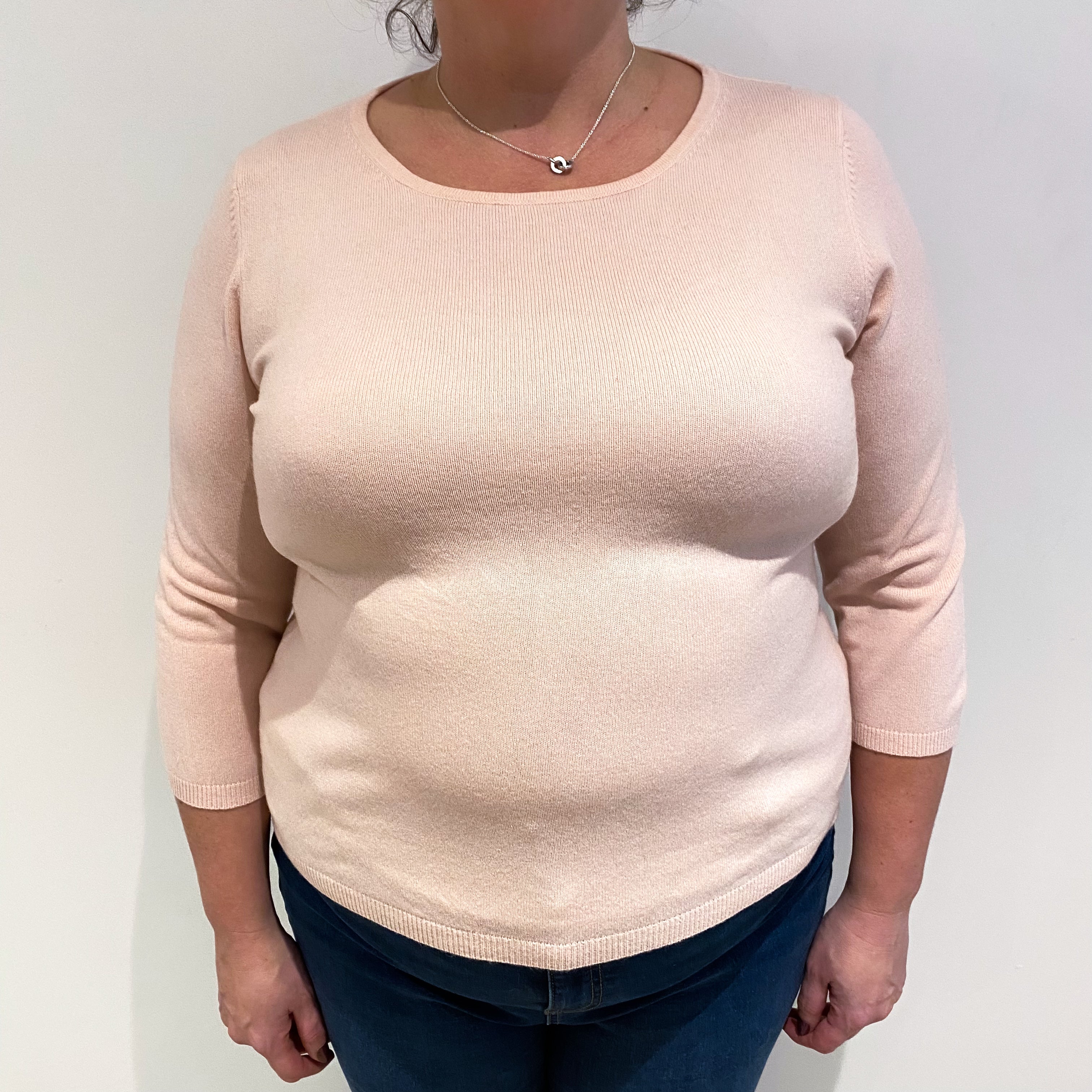 Shell Pink Cashmere Scoop Neck Jumper Extra Large