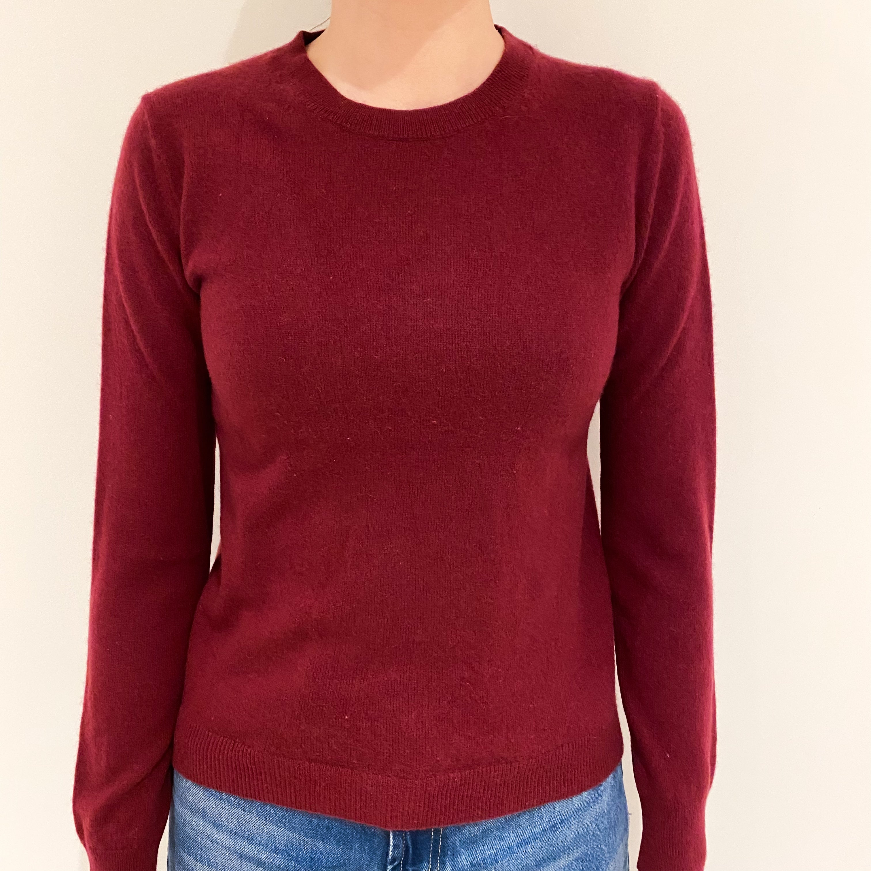 Maroon Red Cashmere Crew Neck Jumper Extra Small