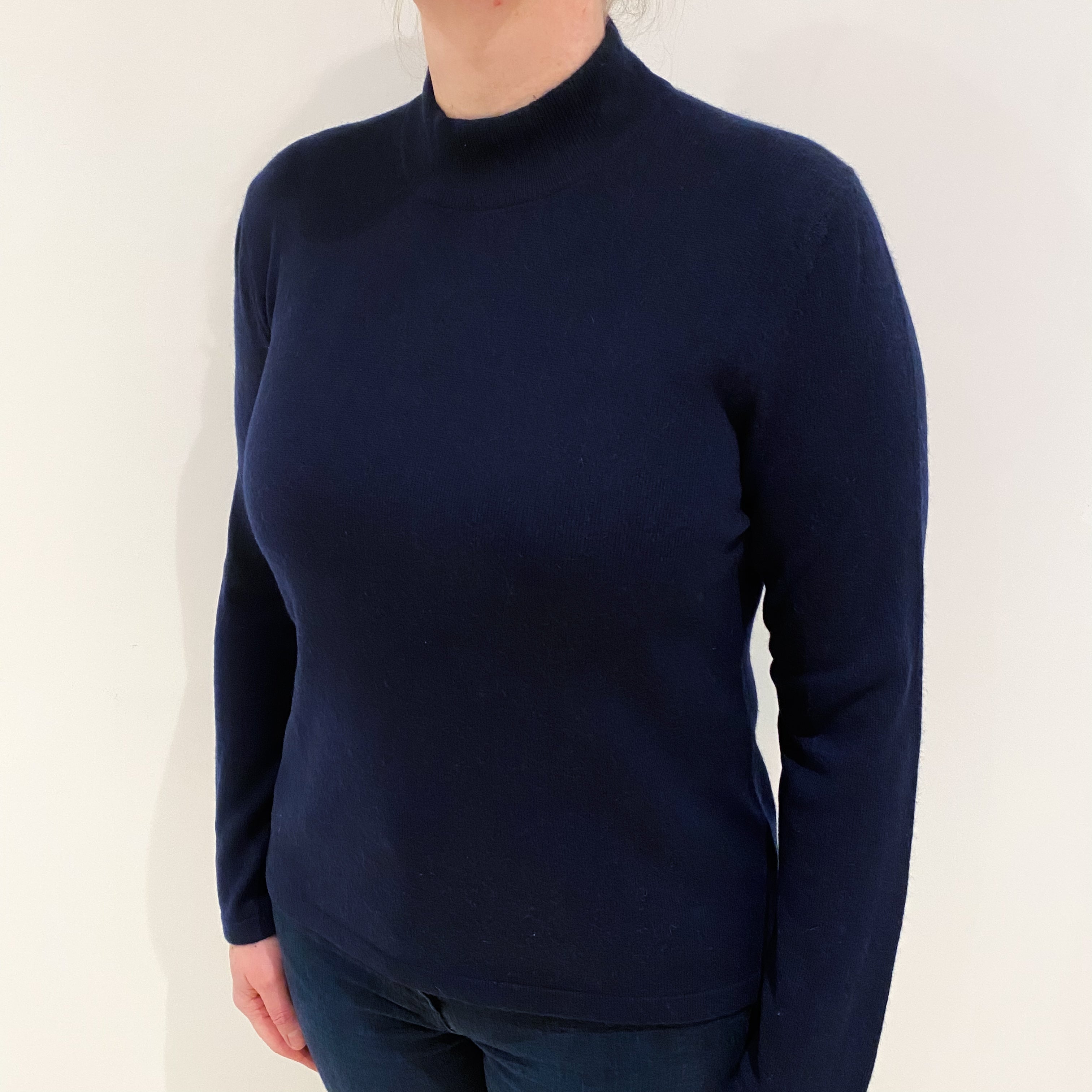 Dark Navy Cashmere Turtle Neck Jumper Large