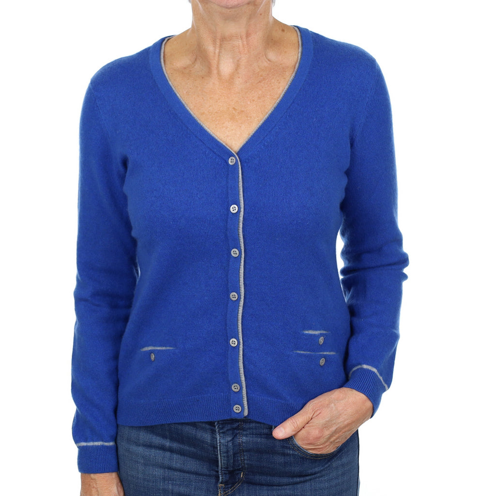 Azure Blue Cashmere Cardigan Medium