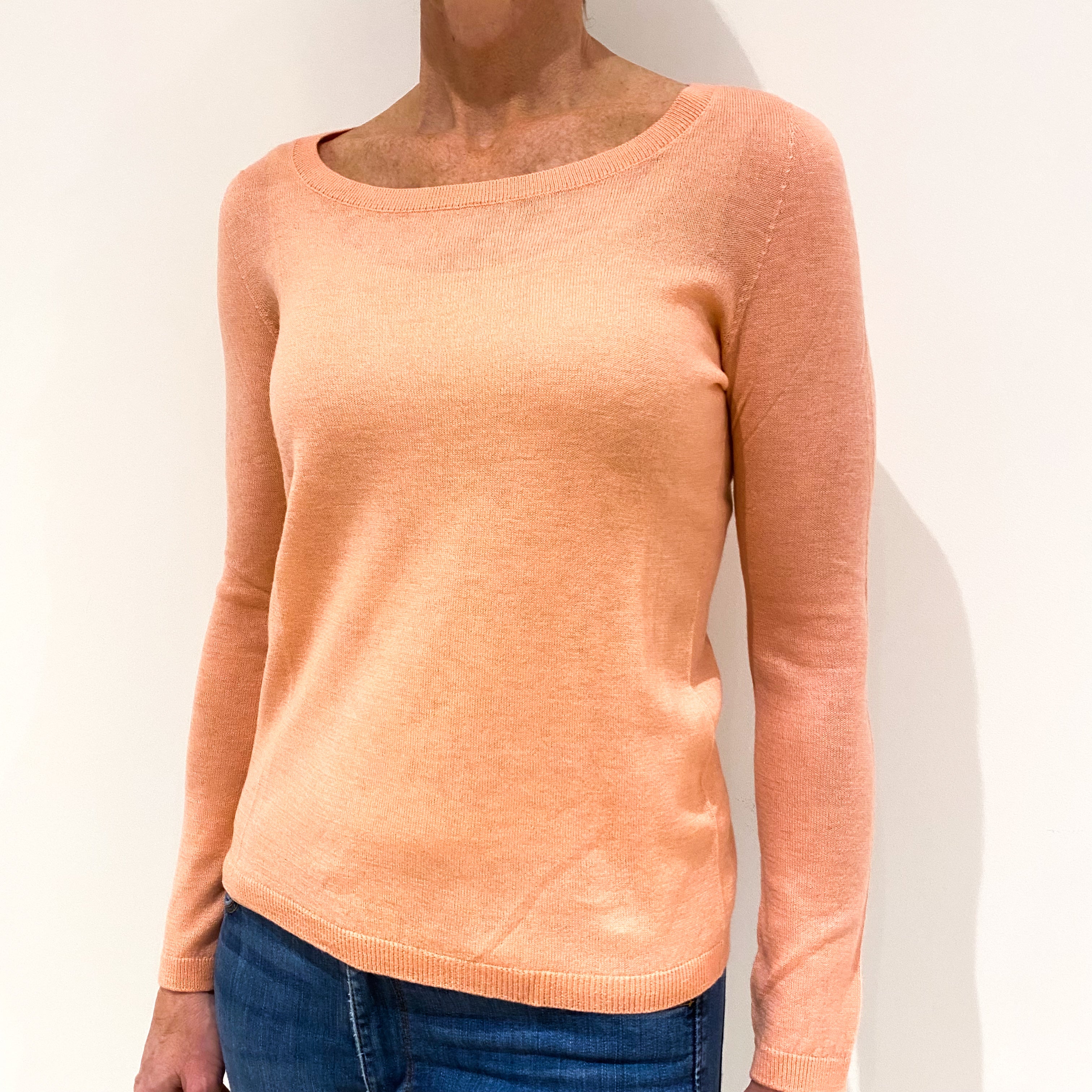Coral Pink Cashmere Crew Neck Jumper Small