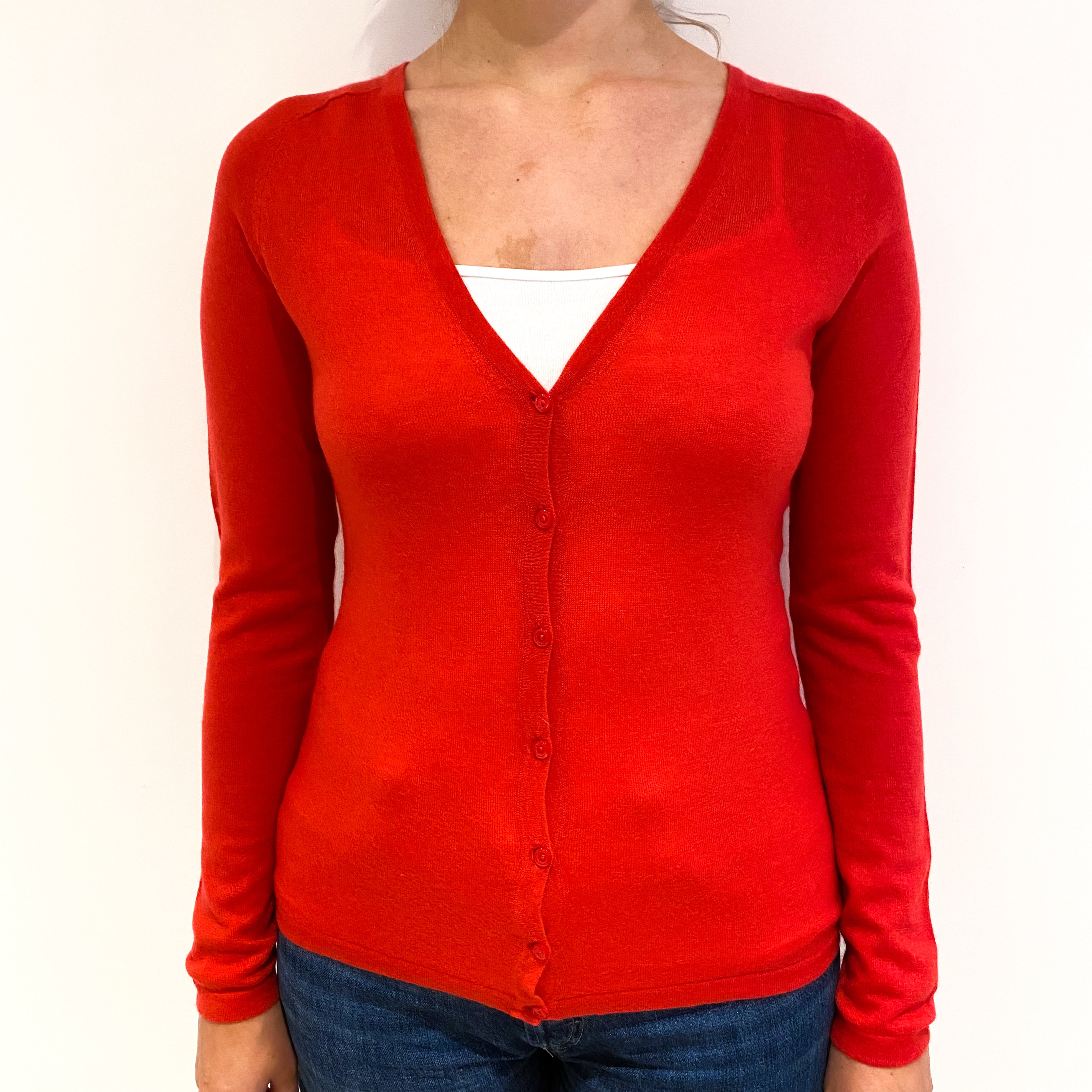 Strawberry Pink Cashmere V-Neck Cardigan Small