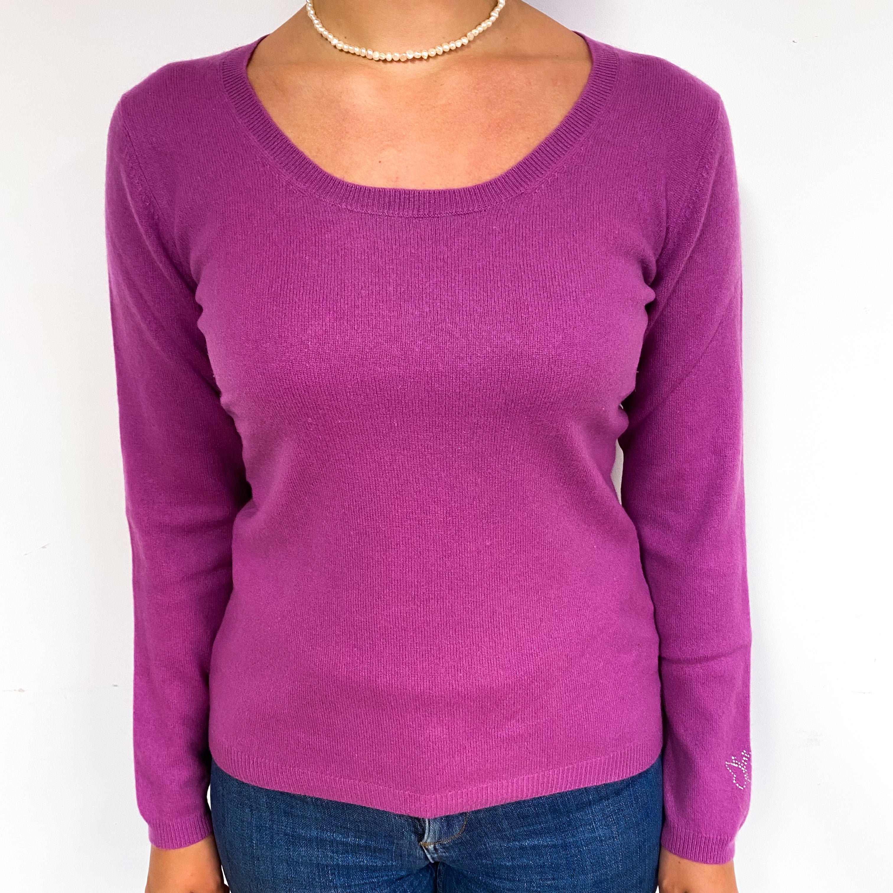 Loganberry Purple Cashmere Scoop Neck Jumper Small