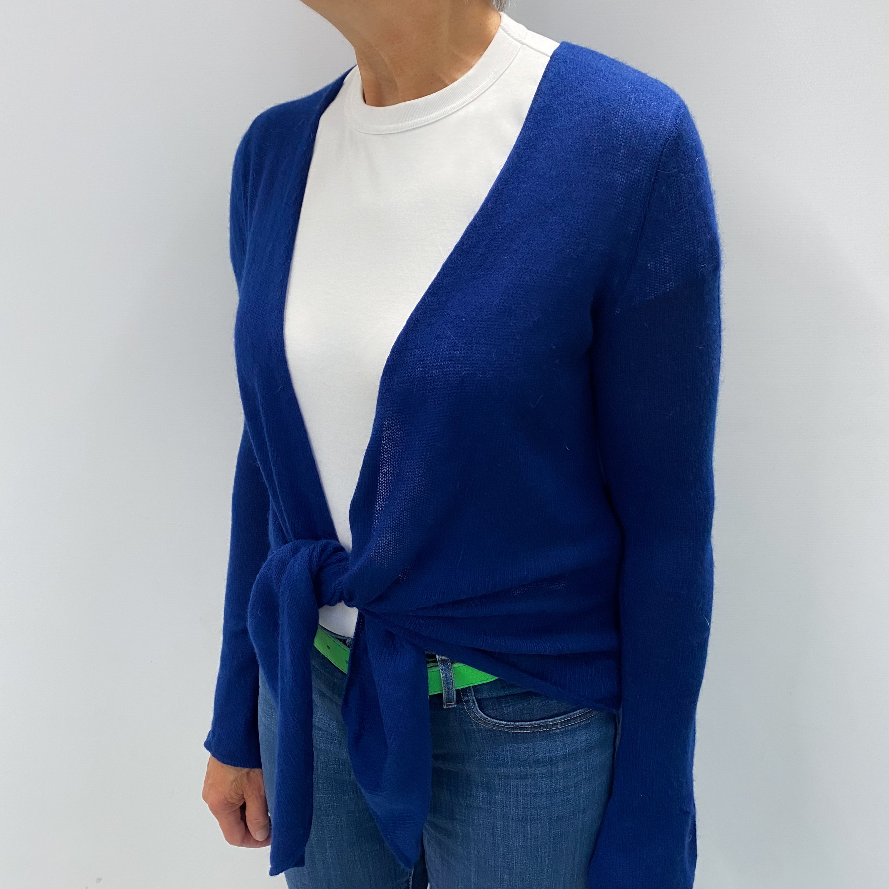 Midnight Navy Cashmere Tie Front Cardigan Medium