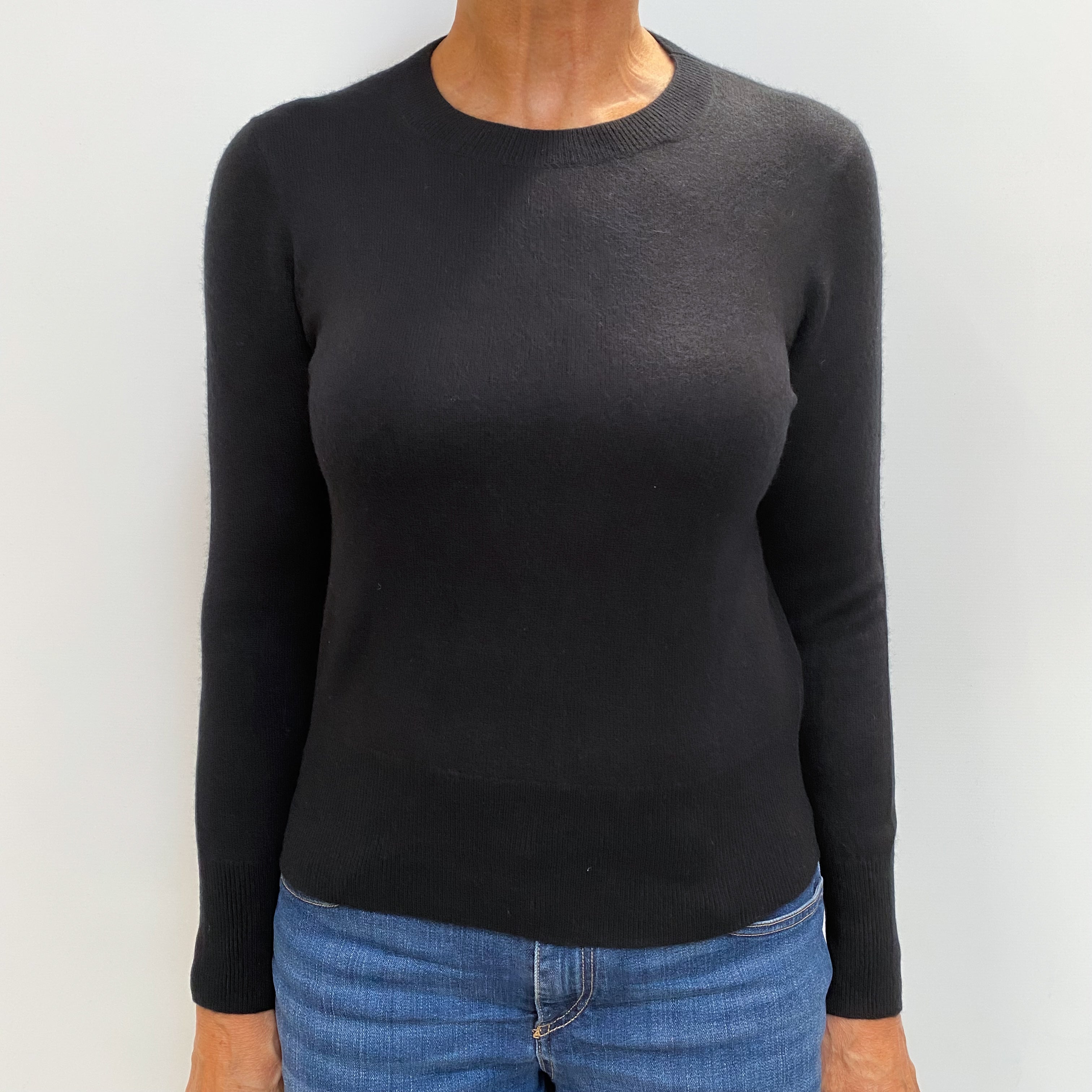 Black Cashmere Crew Neck Jumper Medium