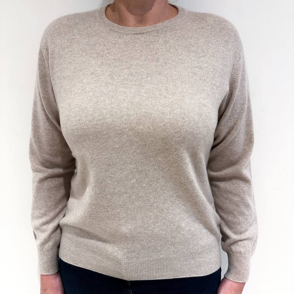 Oatmeal Cashmere Crew Neck Jumper Large