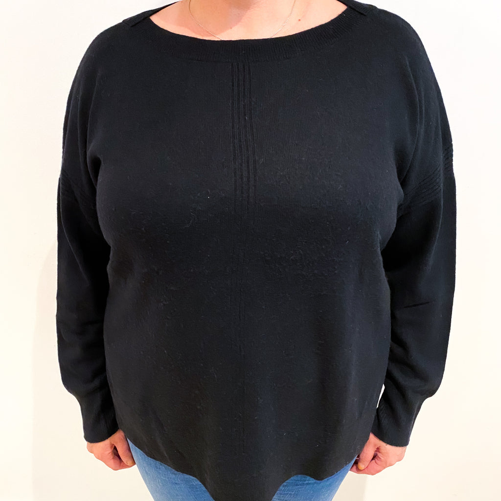 Black Cashmere Boat Neck Jumper Extra Large