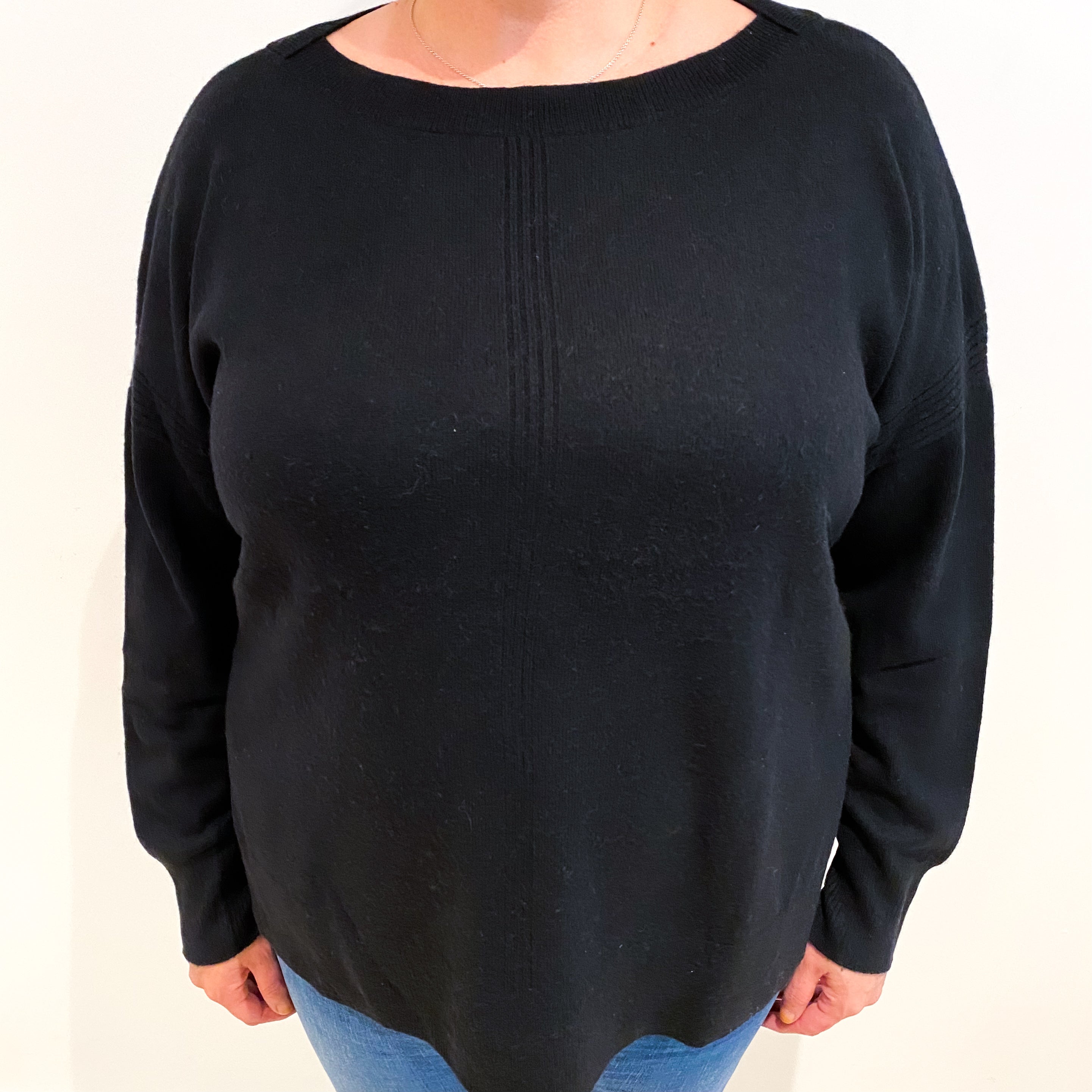 Black Cashmere Boat Neck Jumper Extra Large