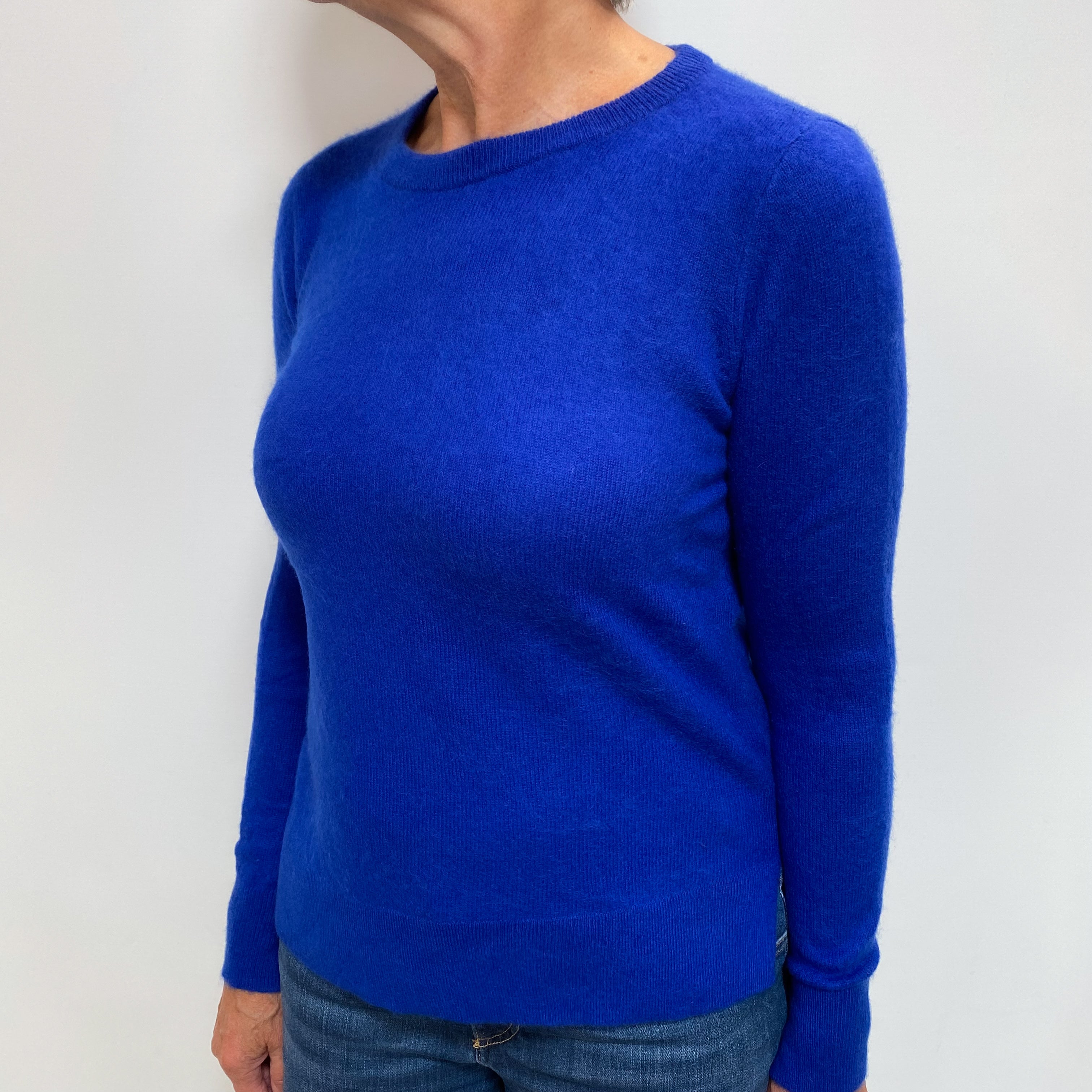Electric Blue Cashmere Crew Neck Jumper Medium