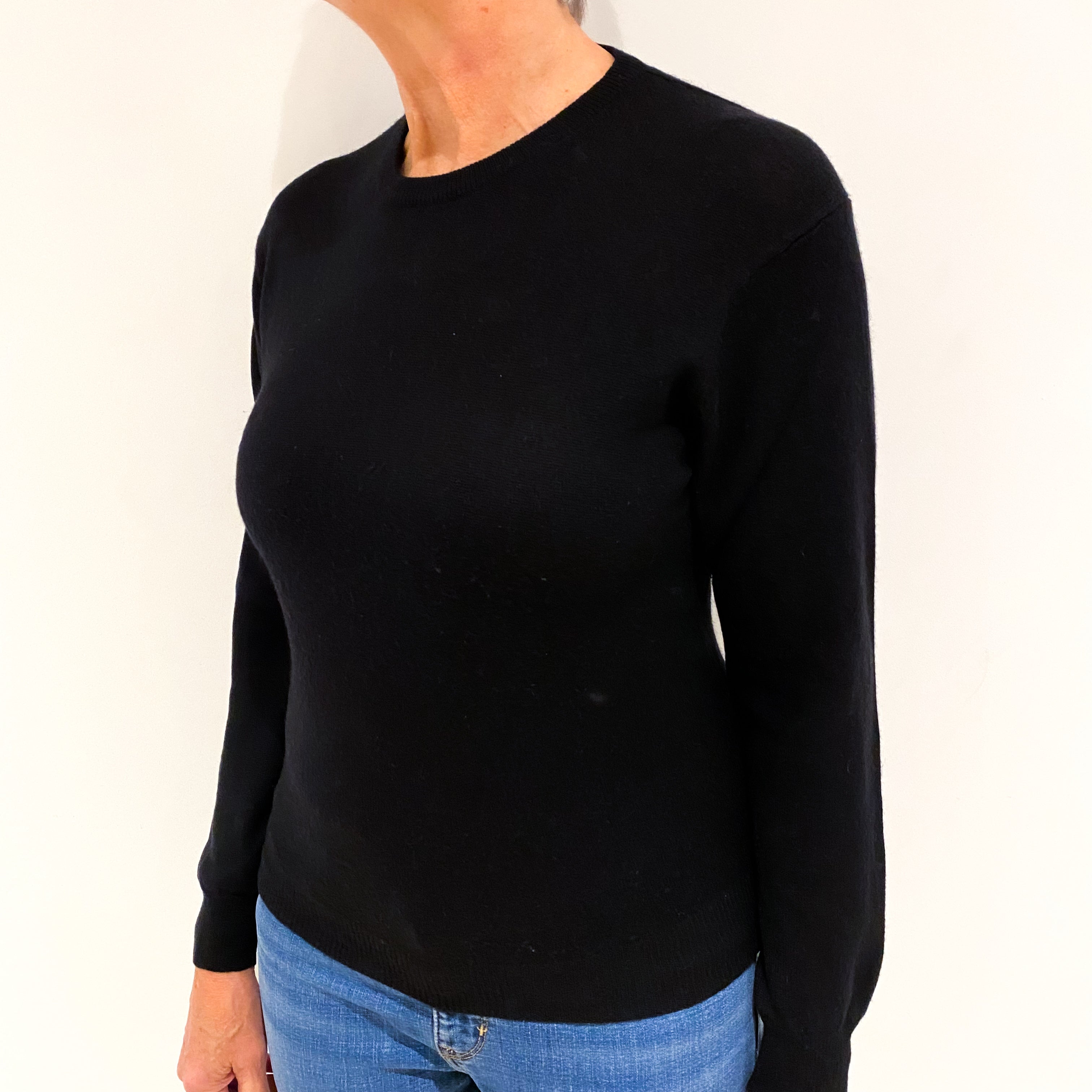 Black Cashmere Crew Neck Jumper Medium