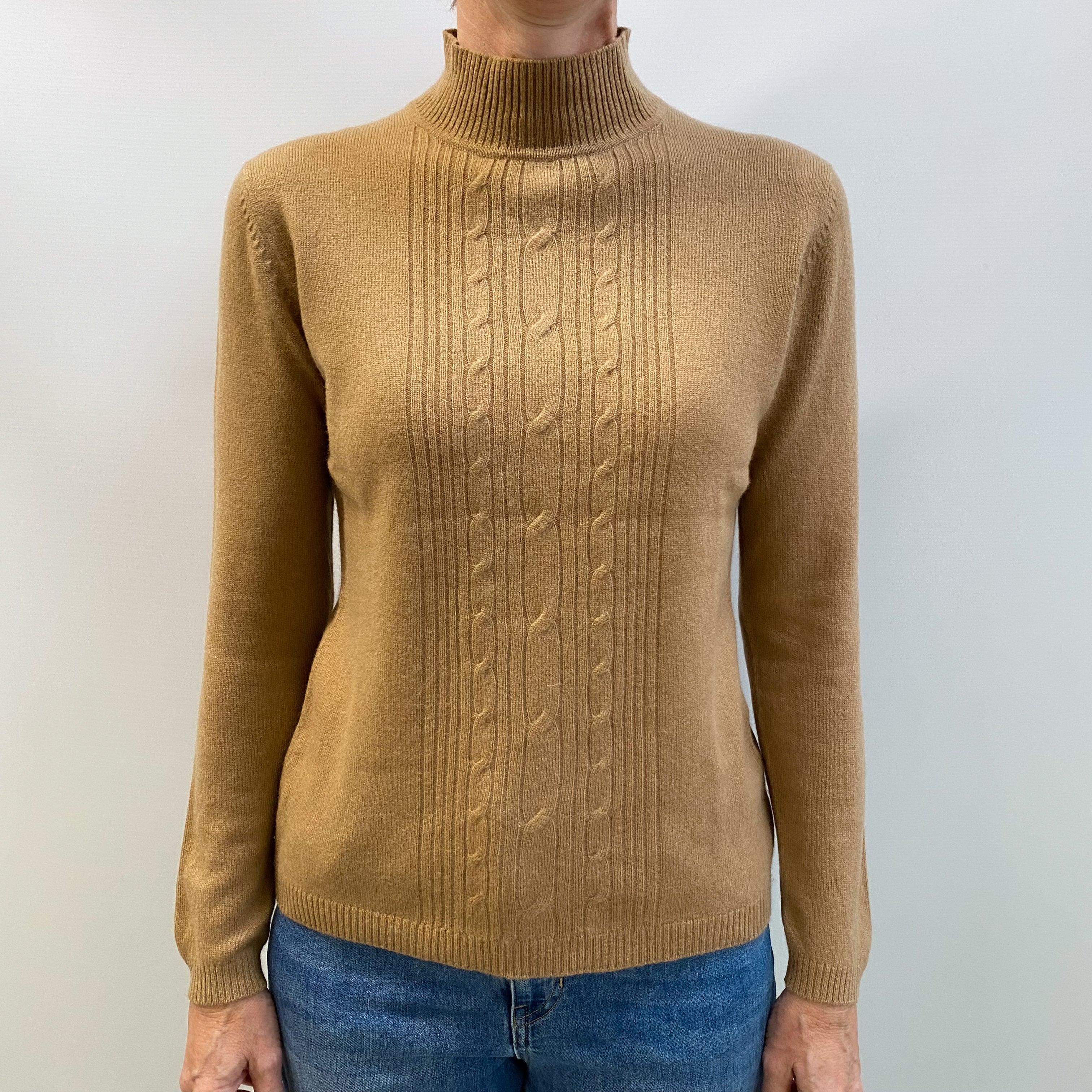 Butterscotch Brown Cashmere Turtle Neck Jumper Small