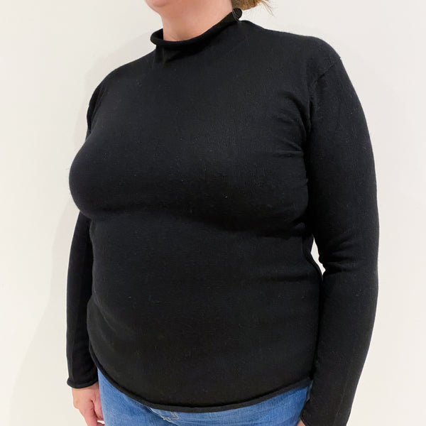 Black Cashmere Funnel Neck Jumper Extra Large