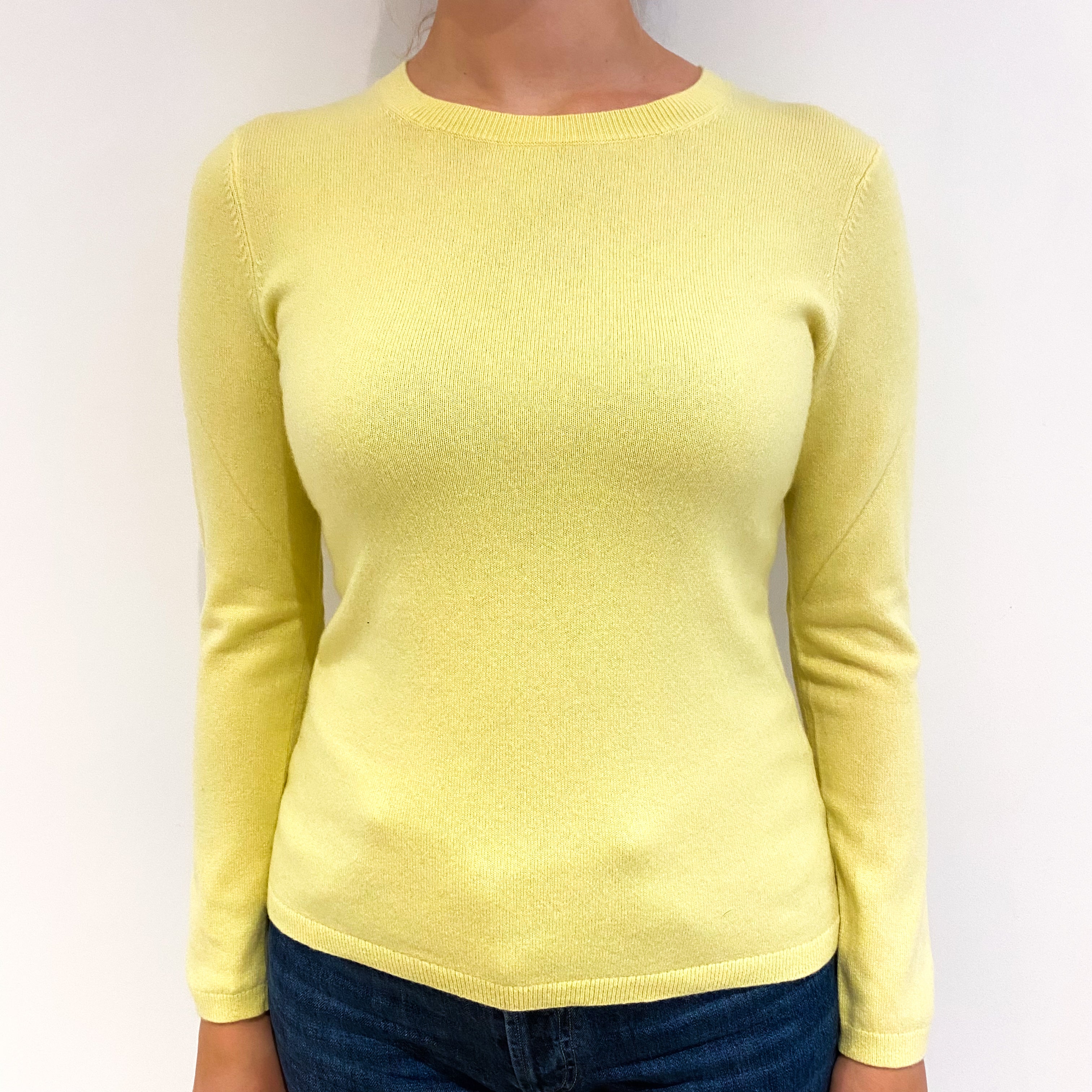 Lemon Yellow Cashmere Crew Neck Jumper Small