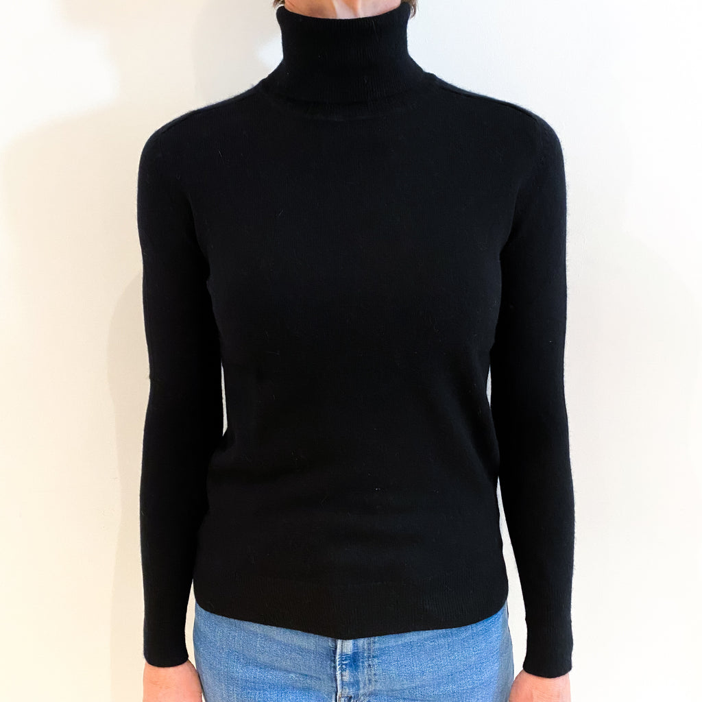 Black Cashmere Polo Neck Jumper Small