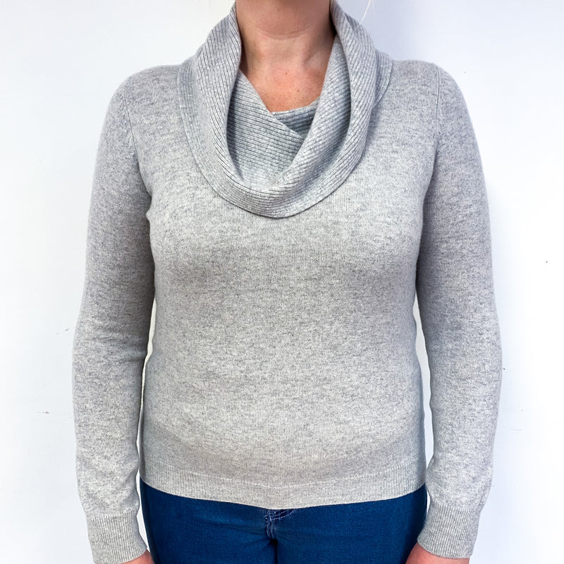 Smoke Grey Cashmere Cowl Neck Jumper Large