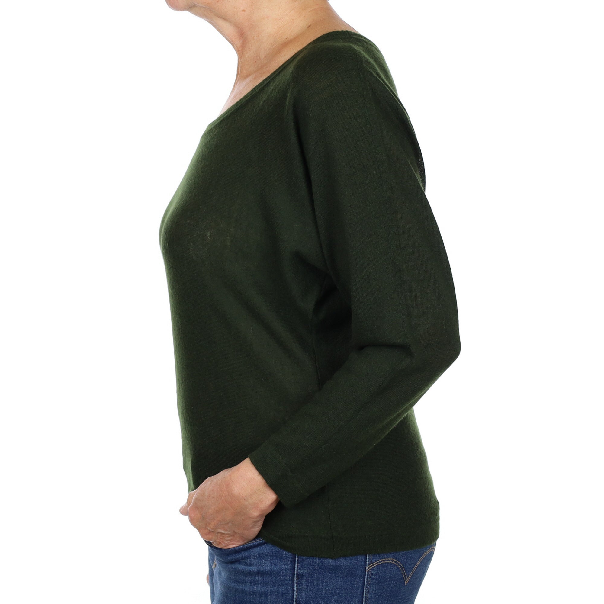 Pine Green Cashmere Crew Neck Jumper Medium