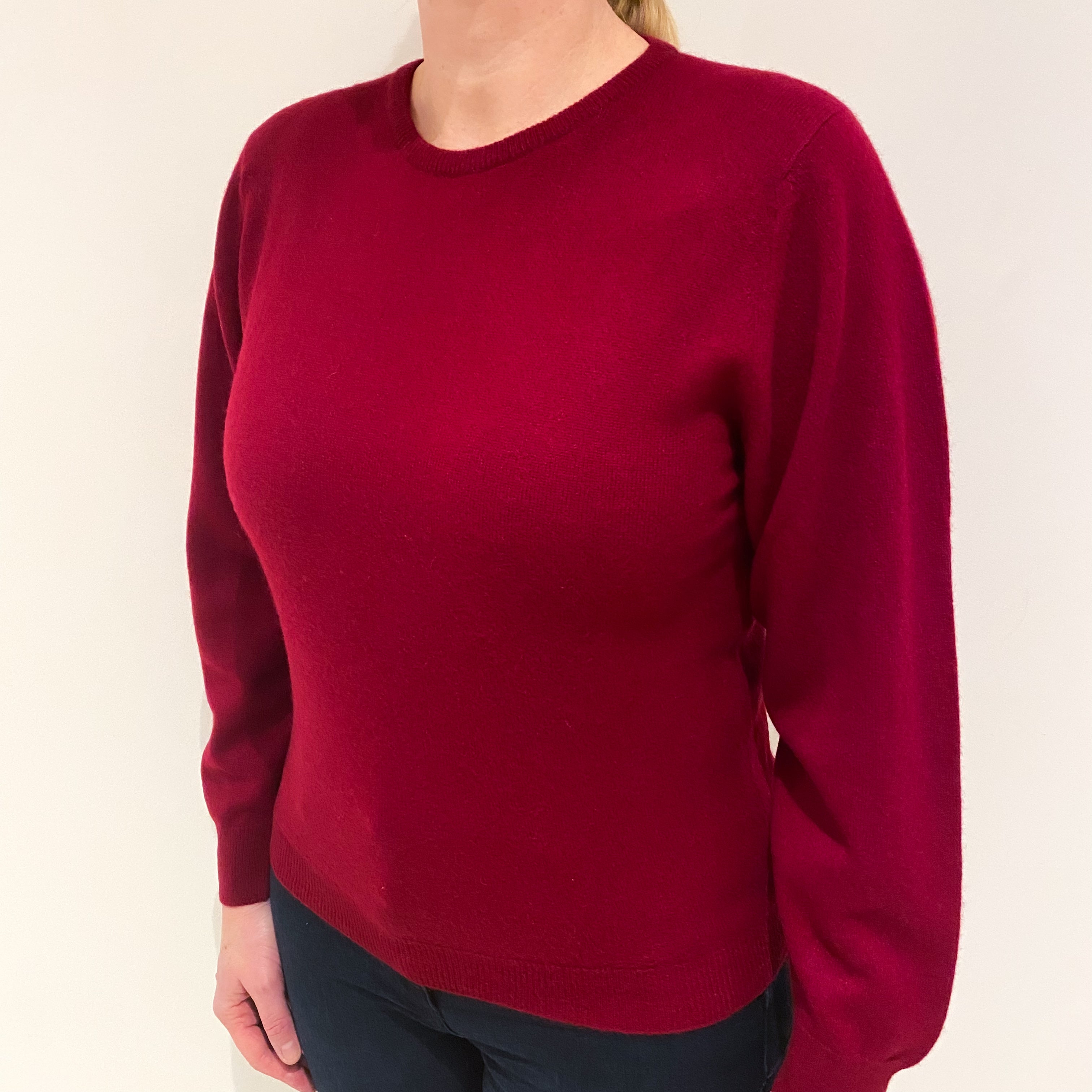 Pringle Burgundy Red Cashmere Crew Neck Jumper Large