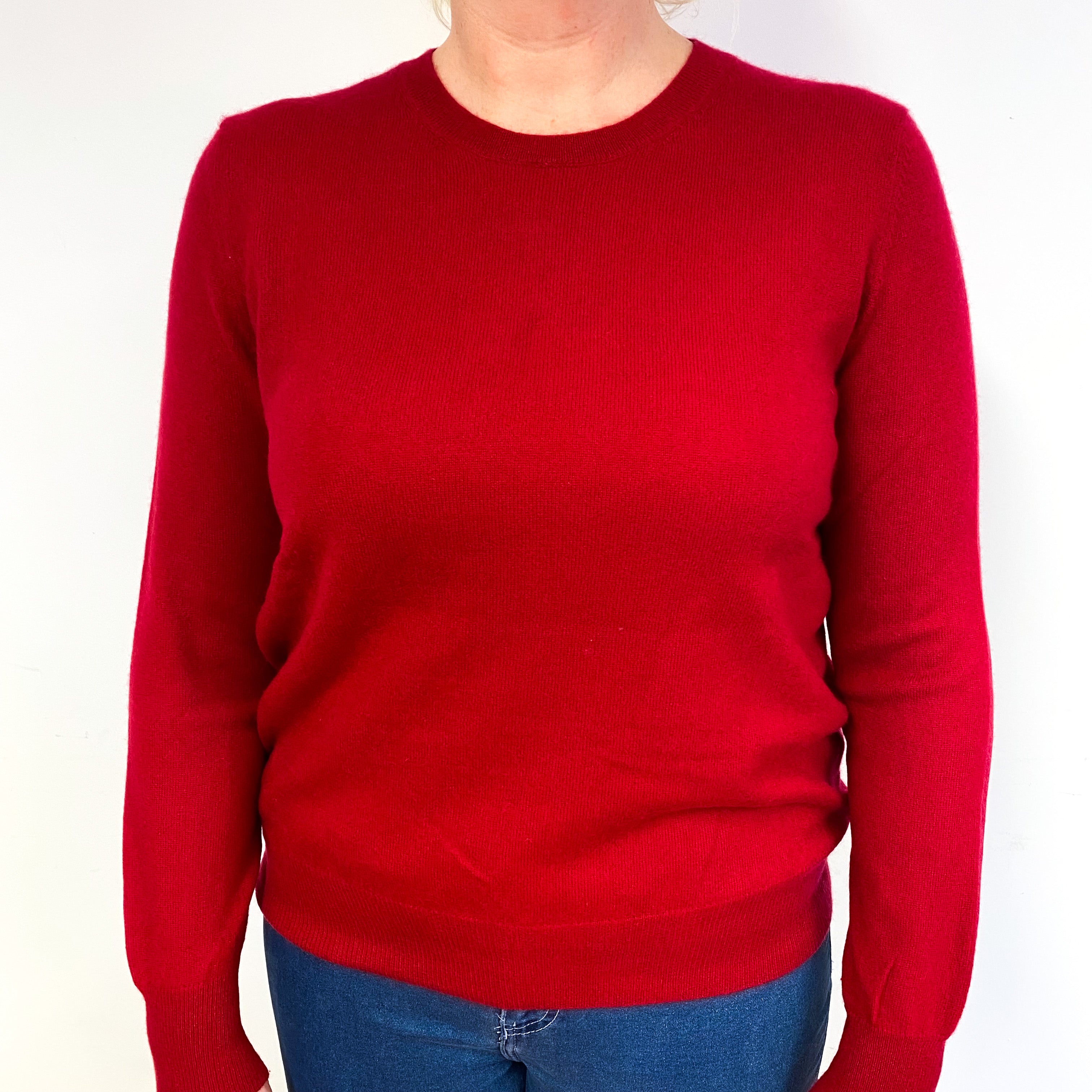 Post Box Red Cashmere Crew Neck Jumper Large