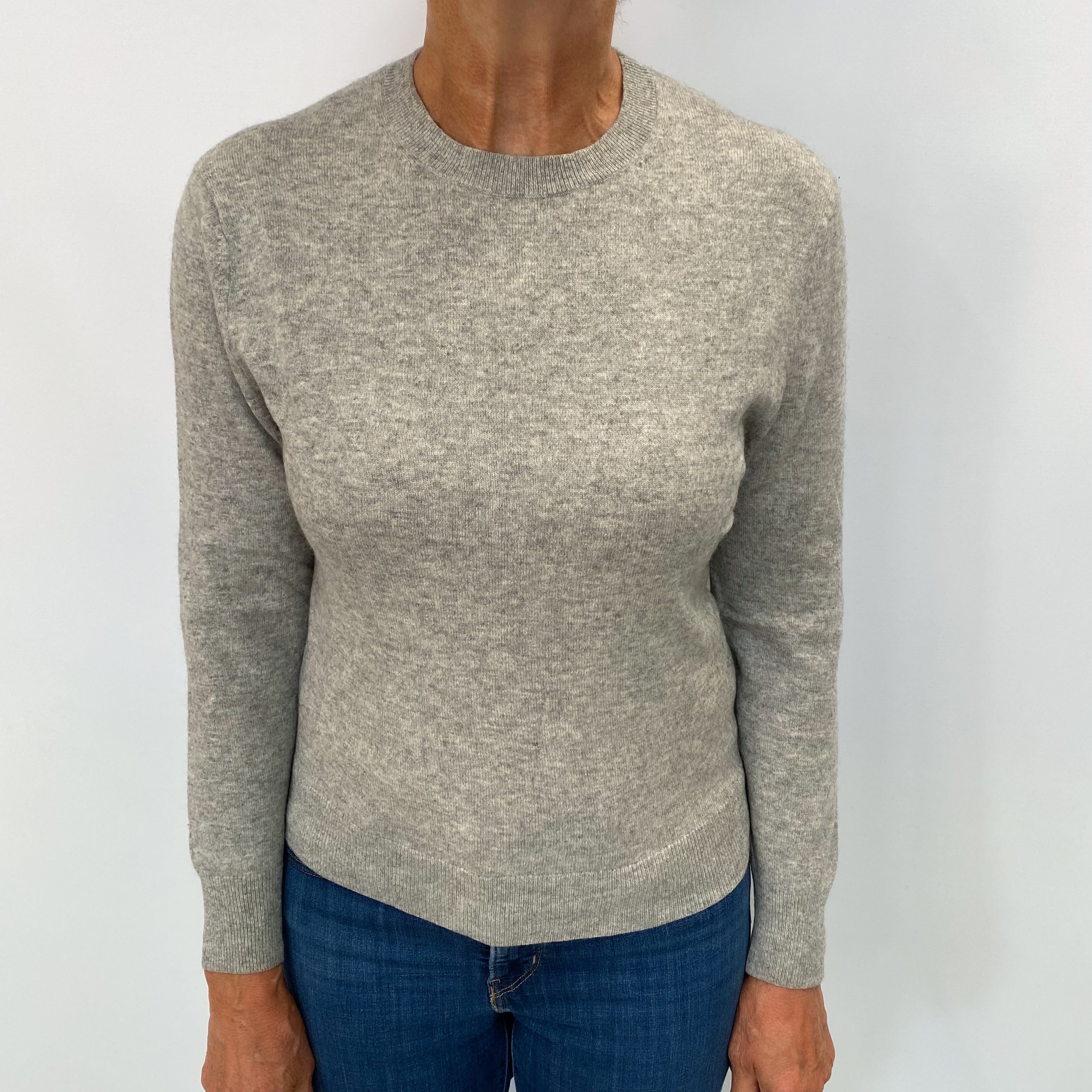 Smoke Grey Marl Cashmere Crew Neck Jumper Medium