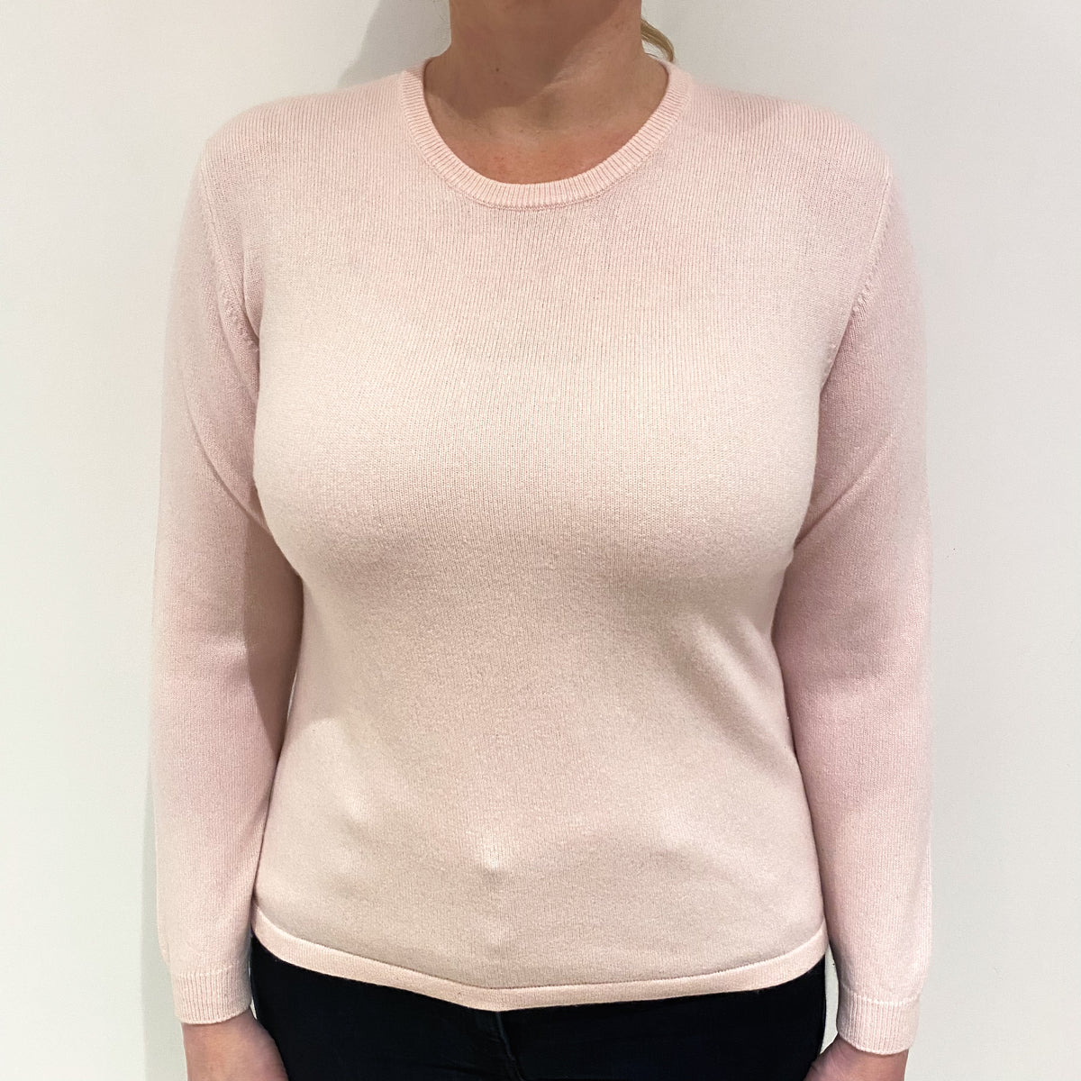Ice Pink Cashmere Crew Neck Jumper Large