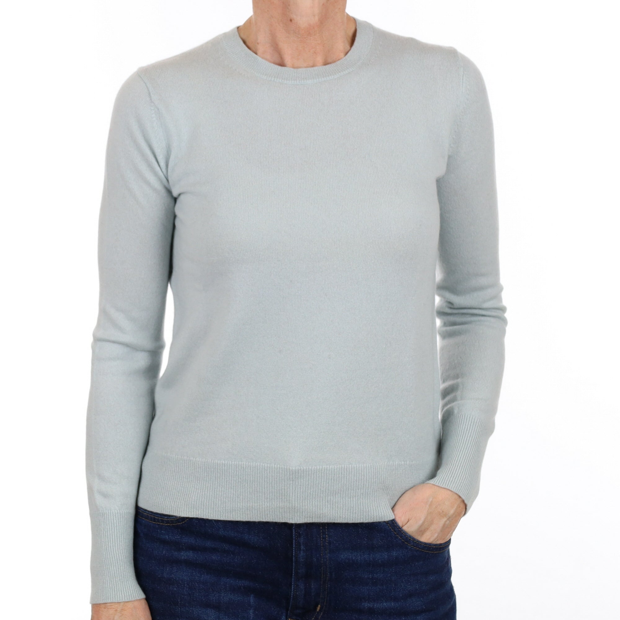 Mint Blue Cashmere Crew Neck Jumper Small