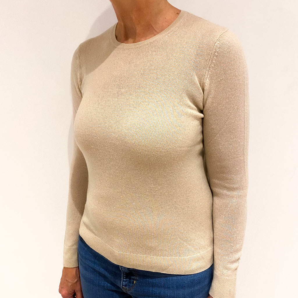 Sand Cashmere Crew Neck Jumper Medium