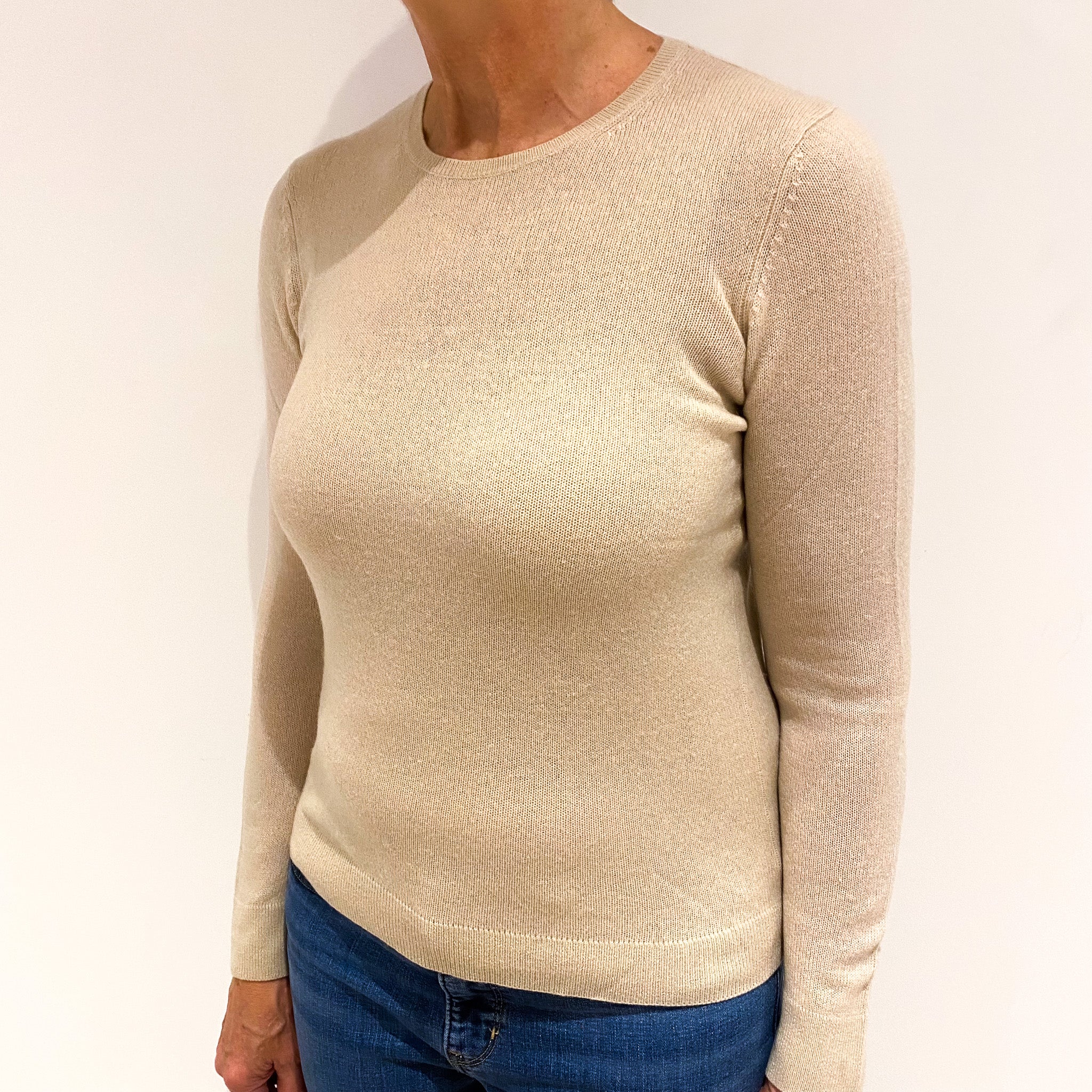 Sand Cashmere Crew Neck Jumper Medium