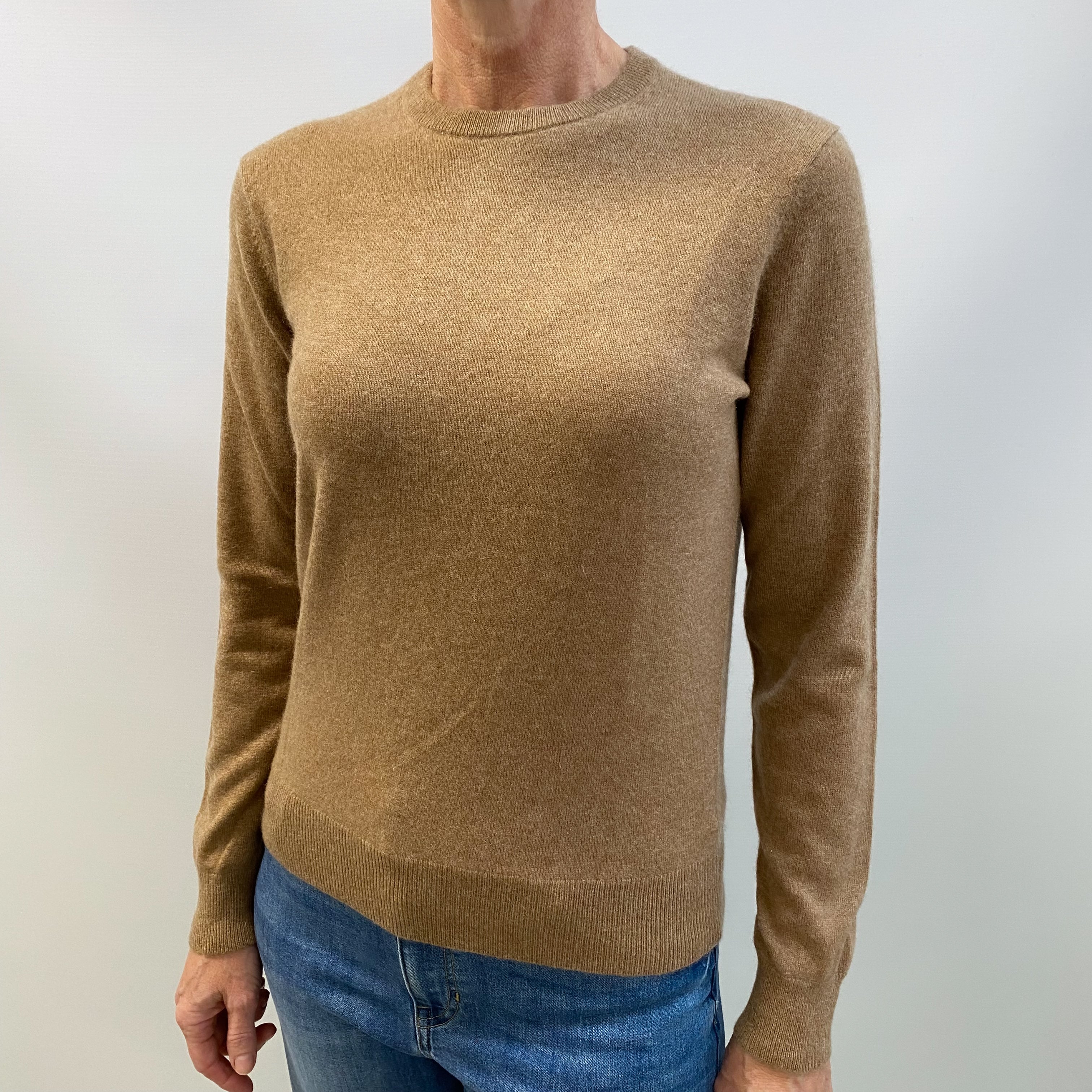 Butterscotch Brown Cashmere Crew Neck Jumper Small