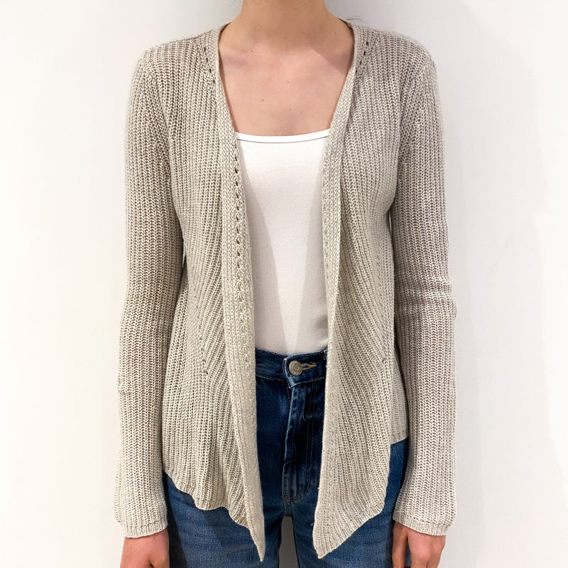 Oatmeal Chunky Cashmere Waterfall Cardigan Extra Small