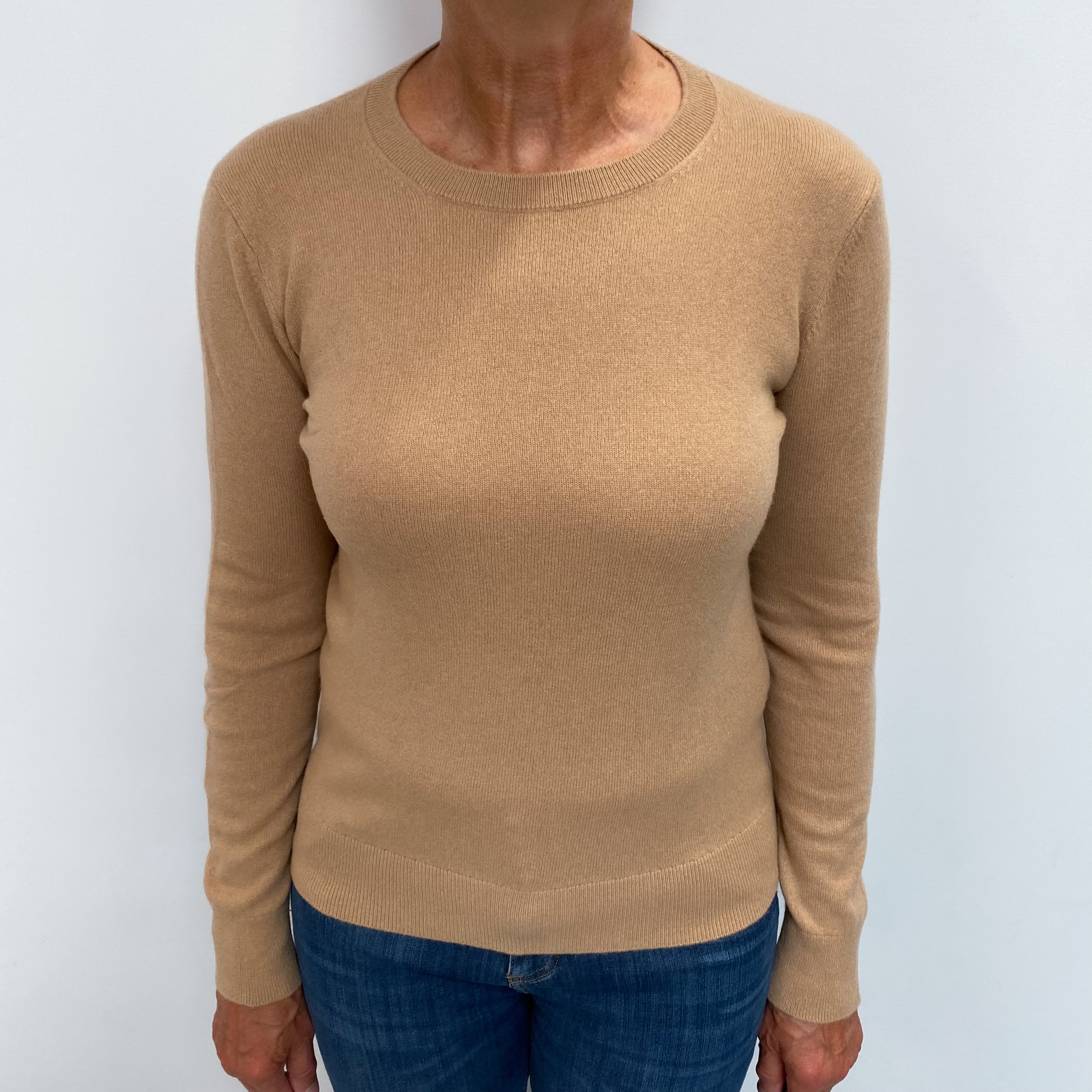 Sand Beige Cashmere Crew Neck Jumper Medium