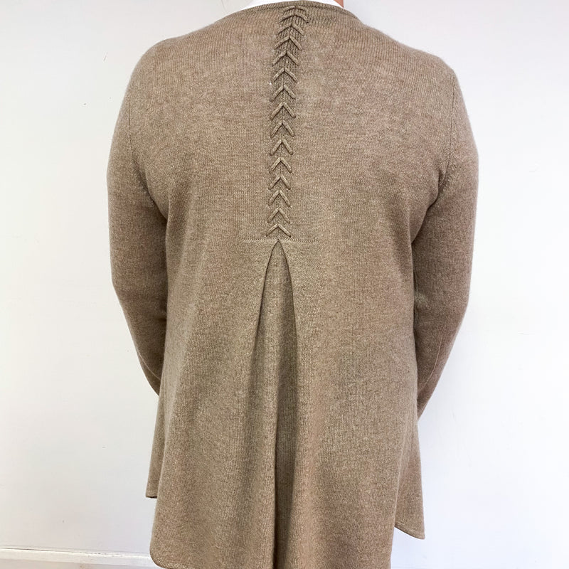 Taupe Brown Cashmere Edge to Edge Cardigan Large