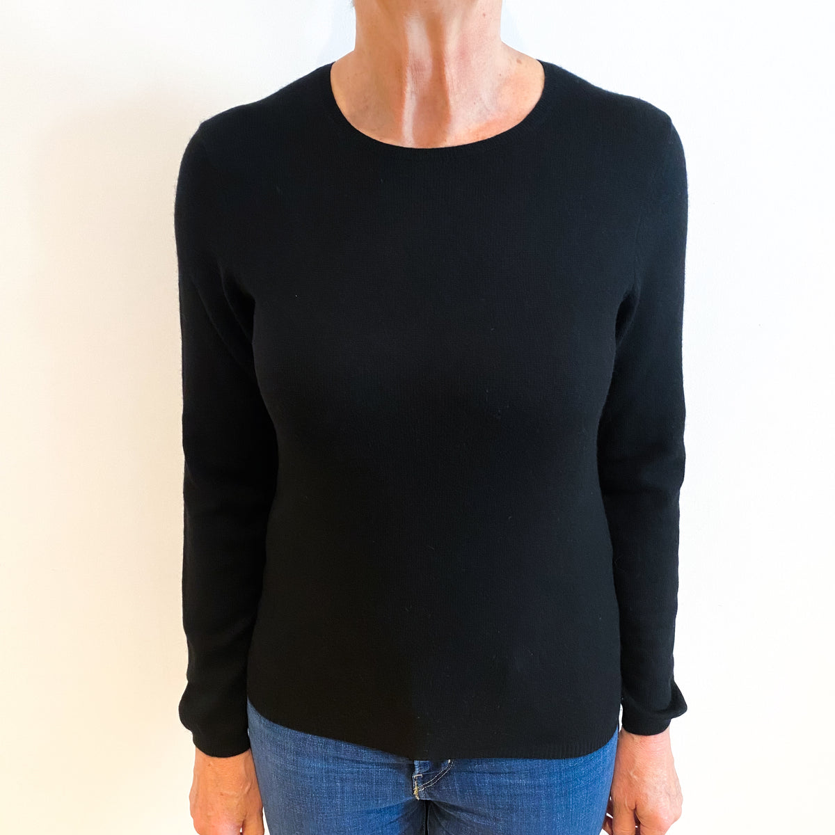 Black Cashmere Crew Neck Jumper Medium