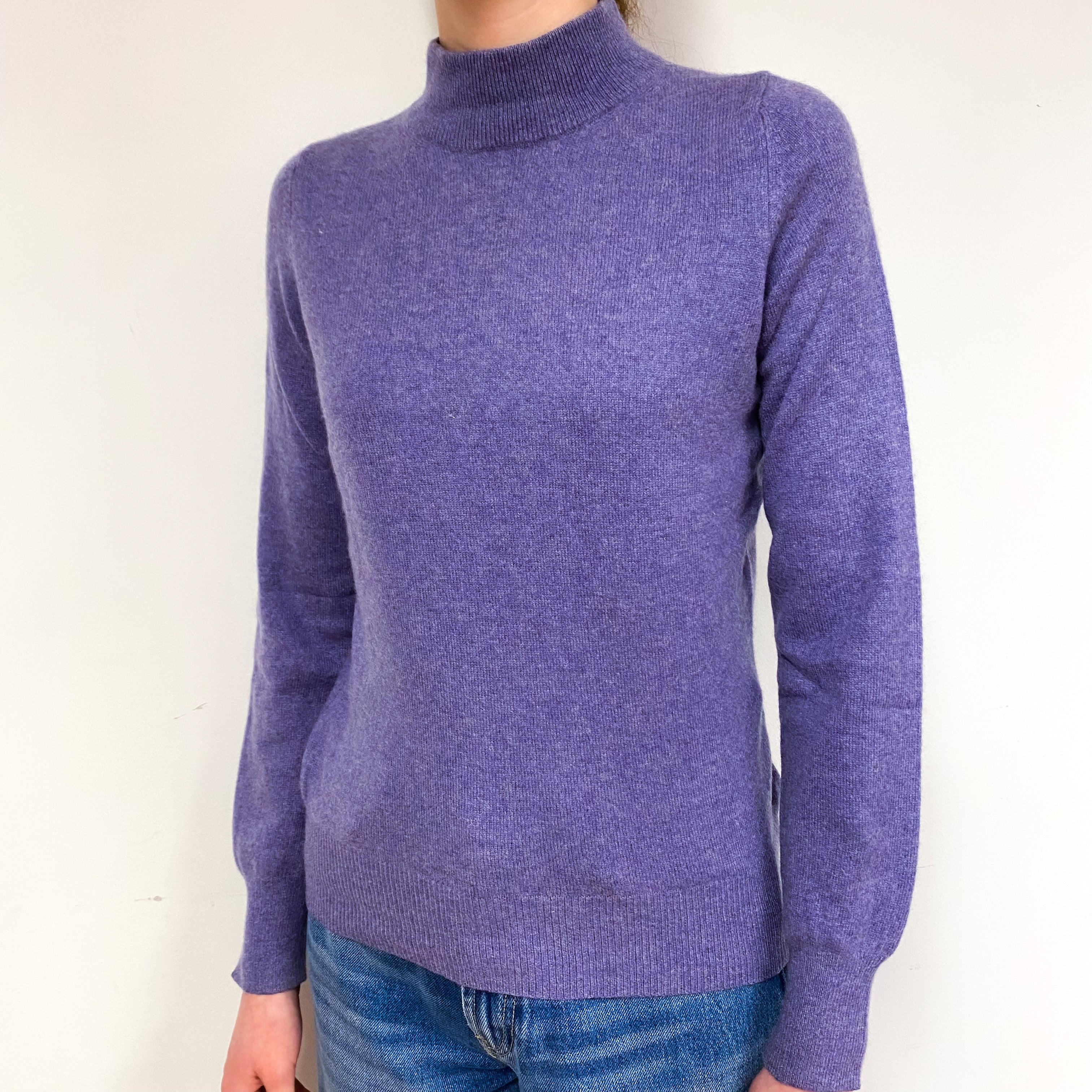 Wisteria Purple Cashmere Turtle Neck Jumper Extra Small