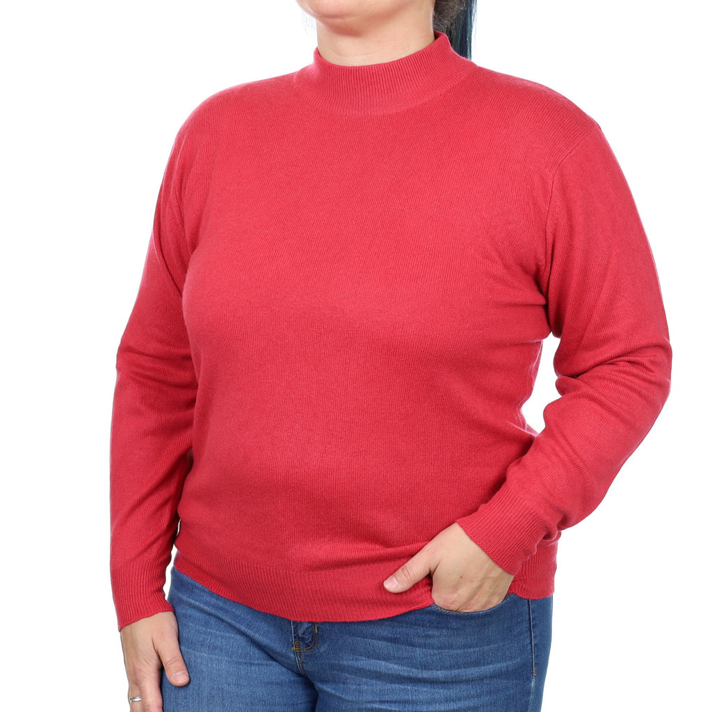 Cranberry Pink Cashmere Turtle Neck Jumper Large