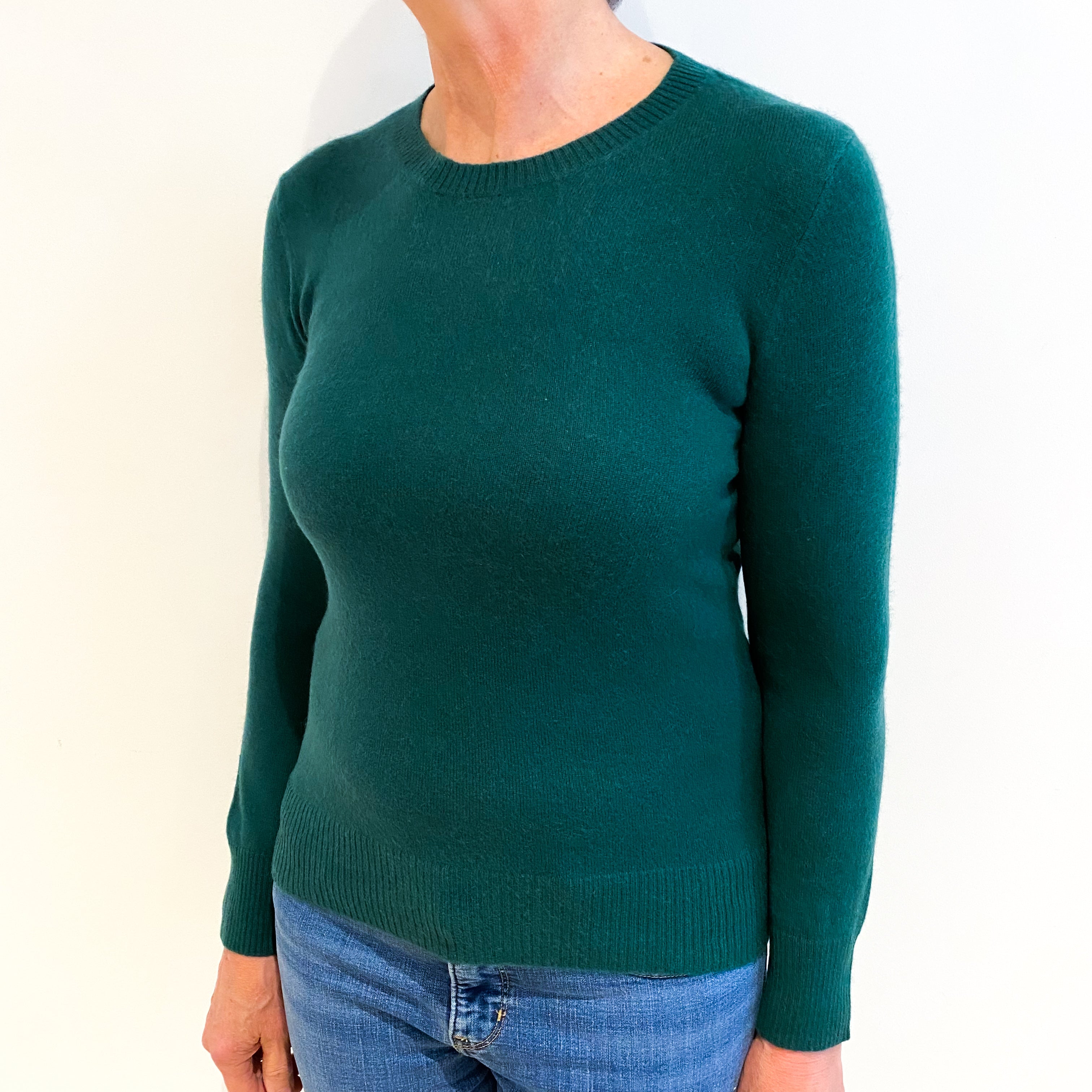 Shamrock Green Cashmere Crew Neck Jumper Medium