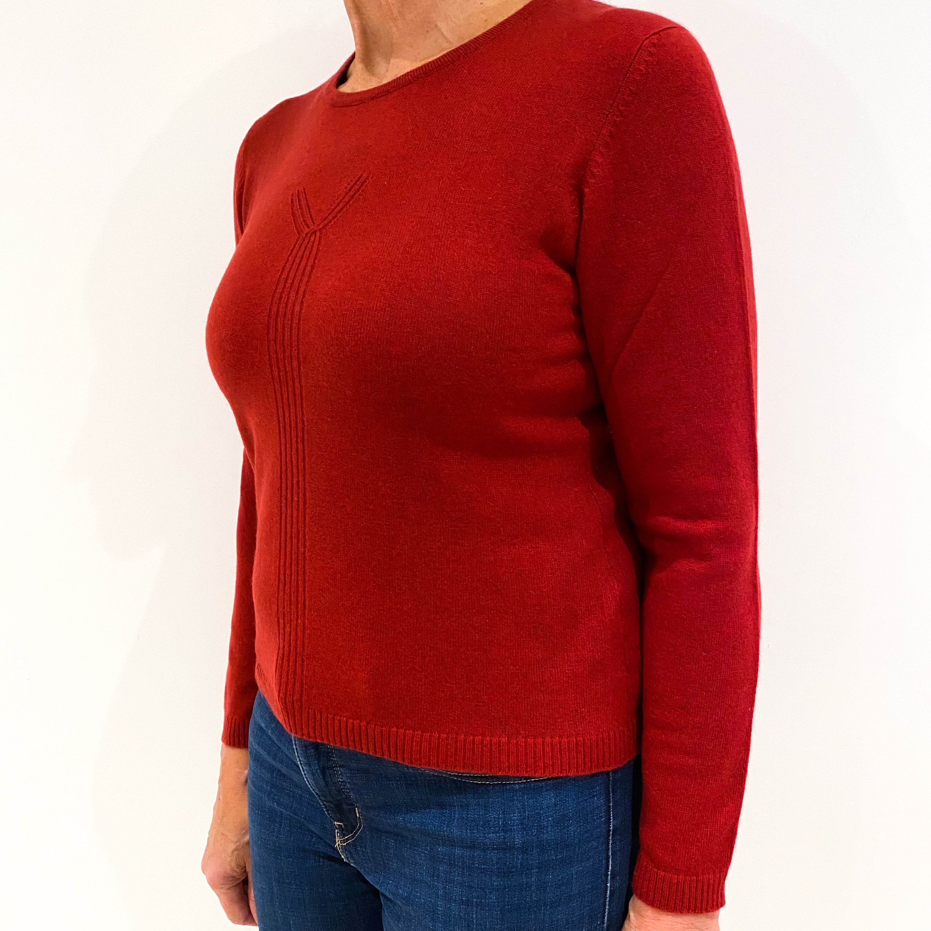 Scarlett Red Cashmere Crew Neck Jumper Medium