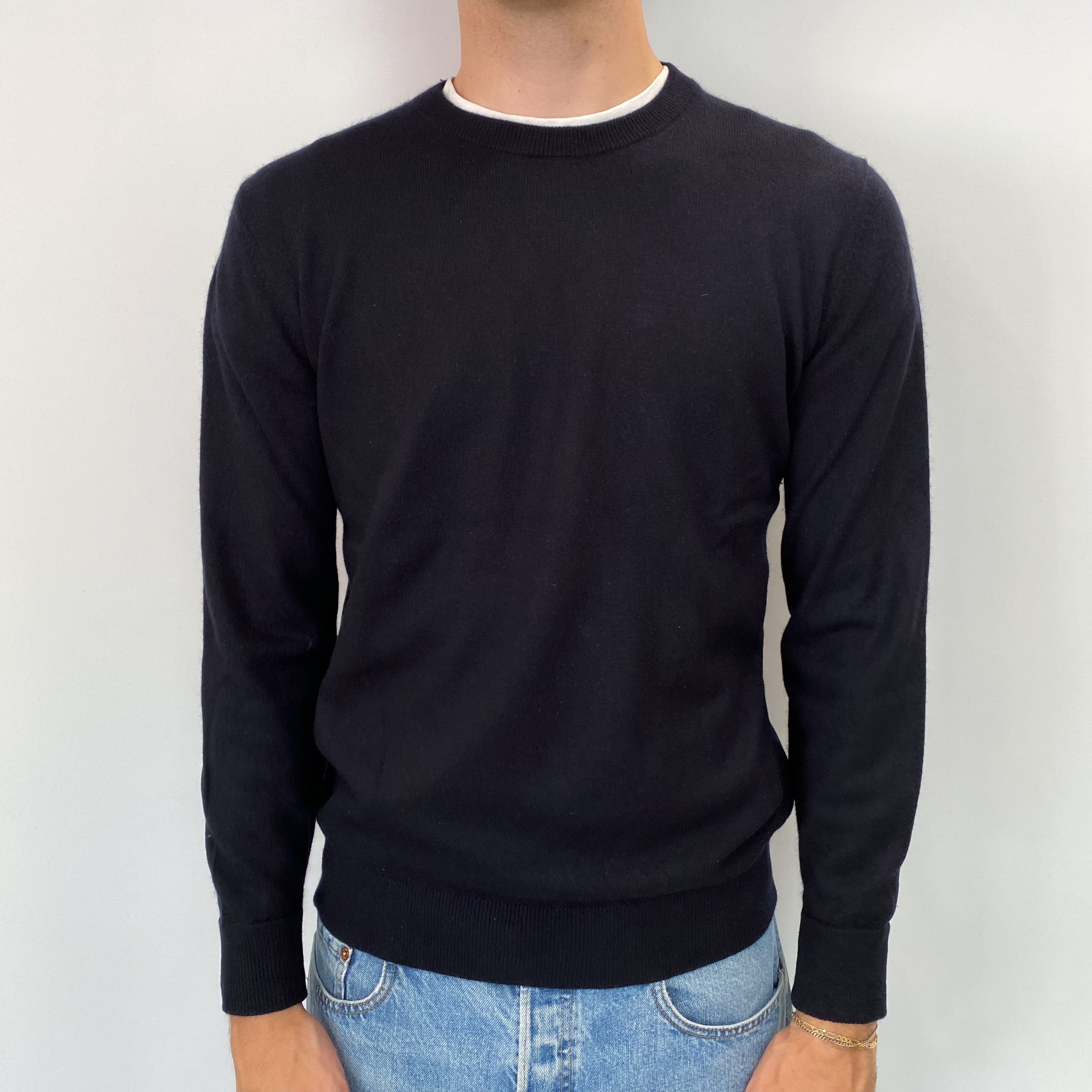 Men's Everlane Navy Cashmere Crew Neck Jumper Medium