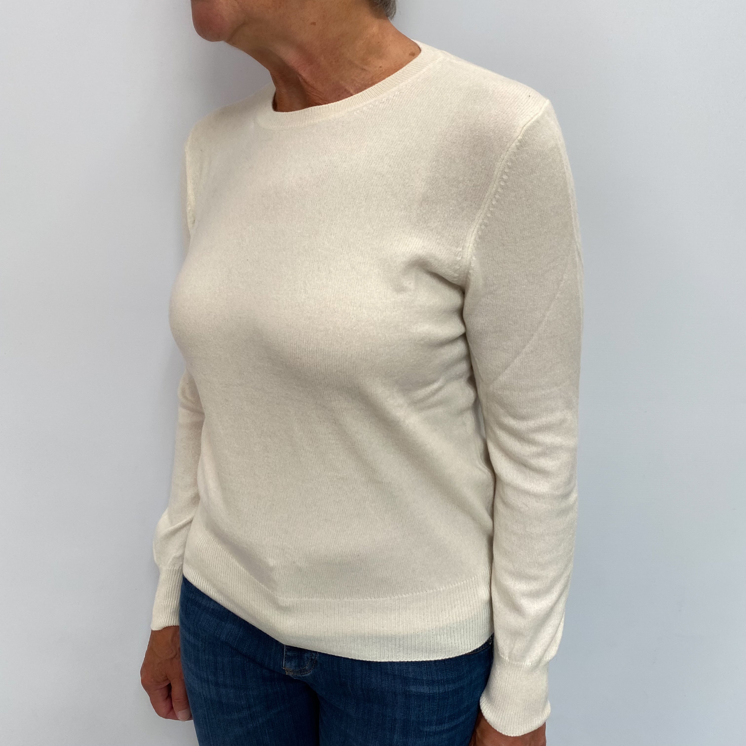Vanilla Cream Cashmere Crew Neck Jumper Medium