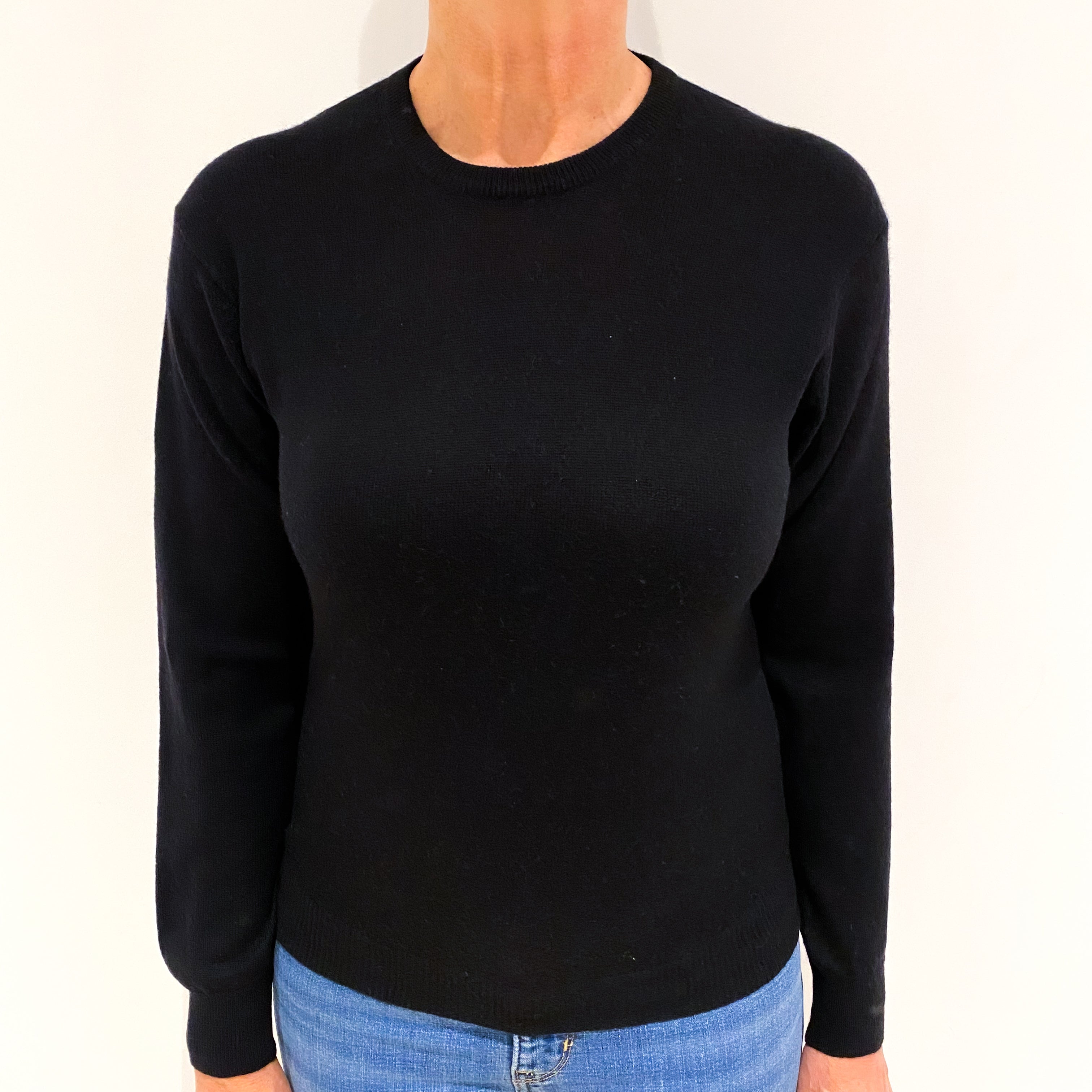 Black Cashmere Crew Neck Jumper Medium
