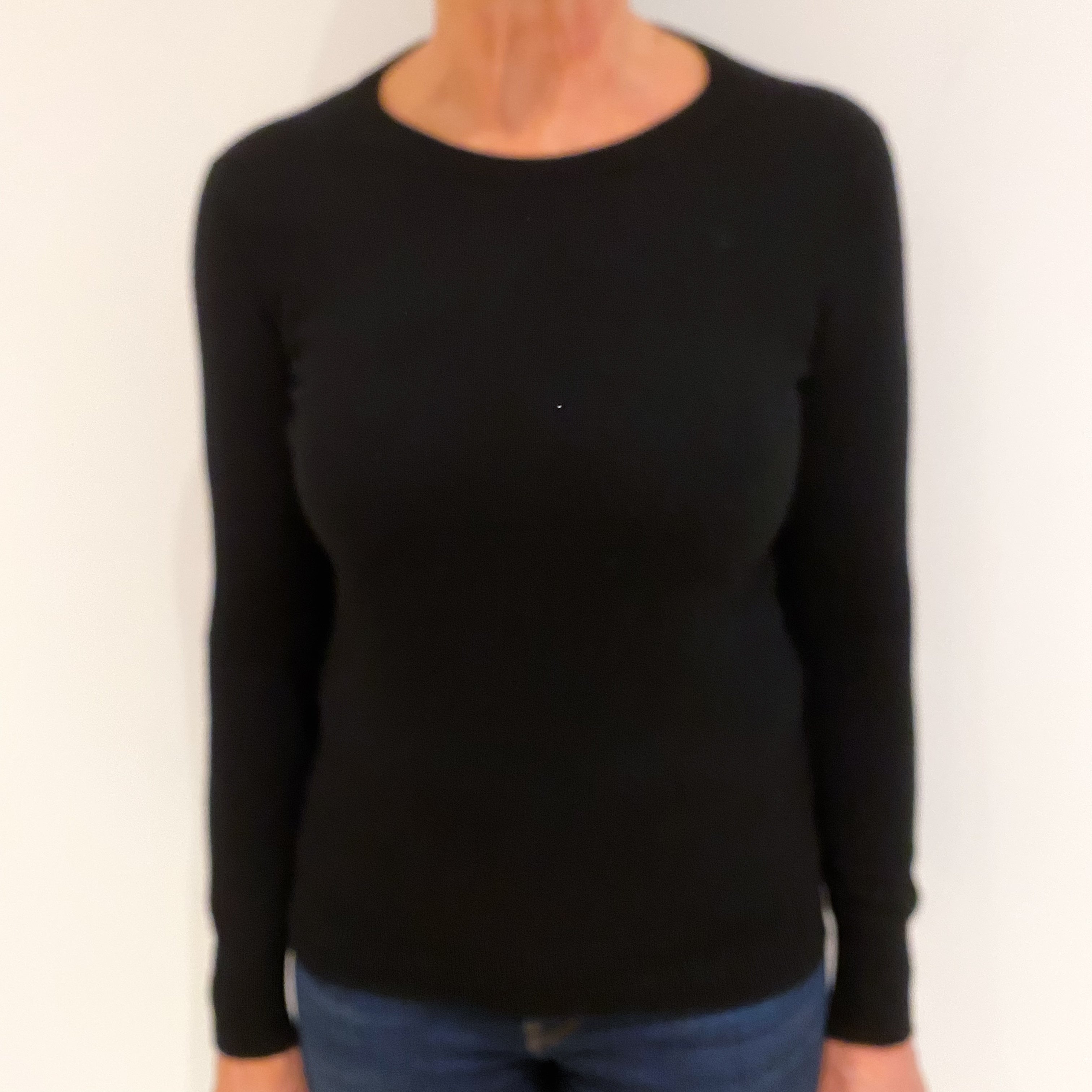 Black Cashmere Crew Neck Jumper Medium