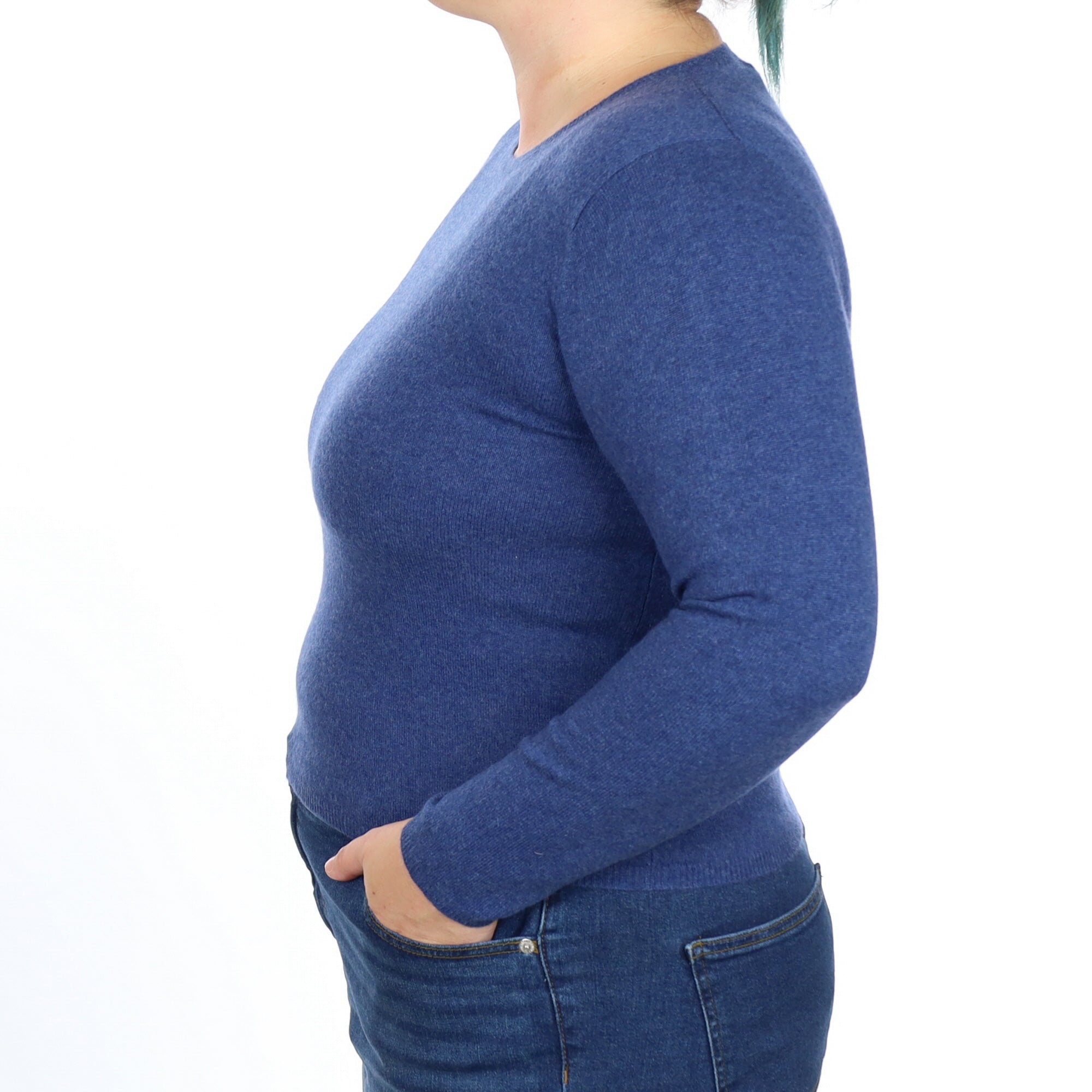 Naval Blue Cashmere Crew Neck Jumper Large